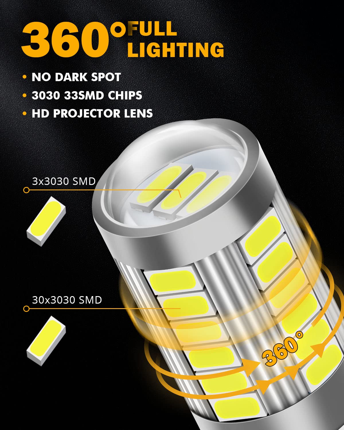 Auxbeam T25 LED Bulbs, 6500K White, Super Bright 3156 3157 Backup Reverse Lights, Pack of 2
