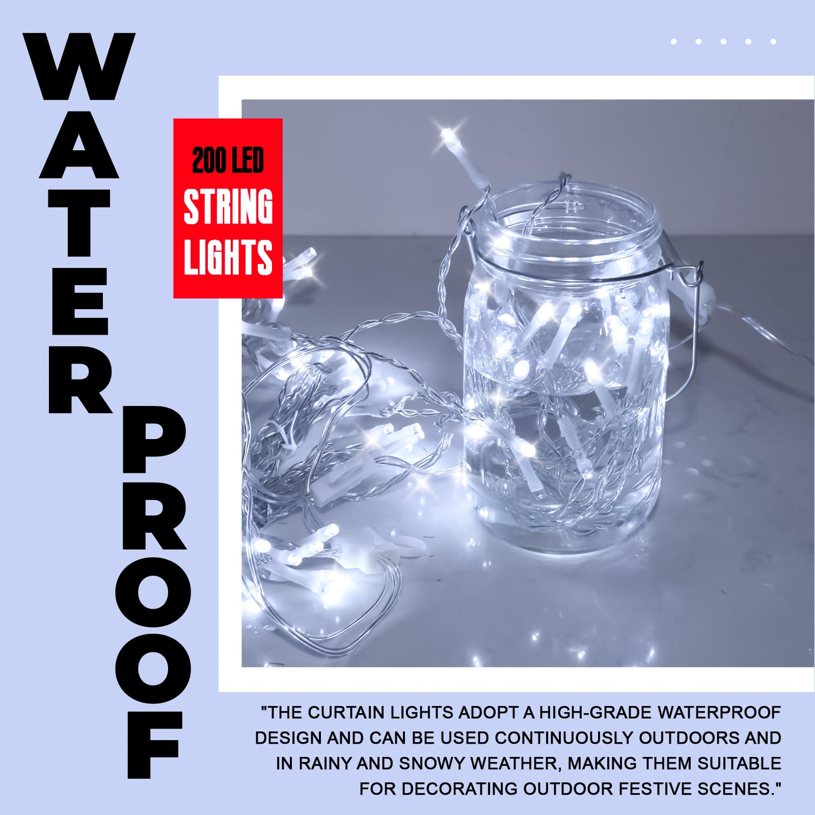 Sinamer Curtain Light For Bedroom, 200Led 6.6X6.6Ft White Window Wall Hanging Fairy Curtain String Light, 8 Modes Remote Fairy String Lights Indoor For Wedding Party Home Garden Decorations