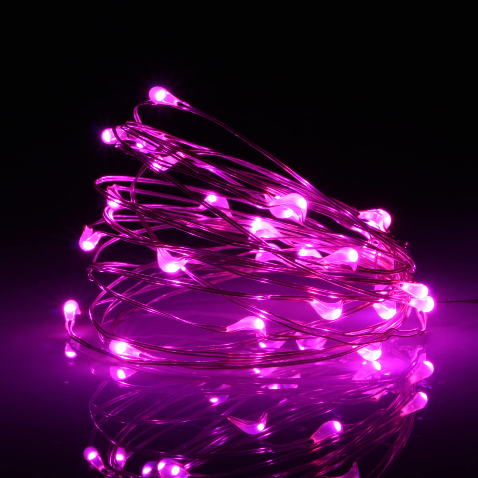 XINKAITE Waterproof LED Fairy String Lights, 10FT Pink for Indoor & Outdoor Decoration