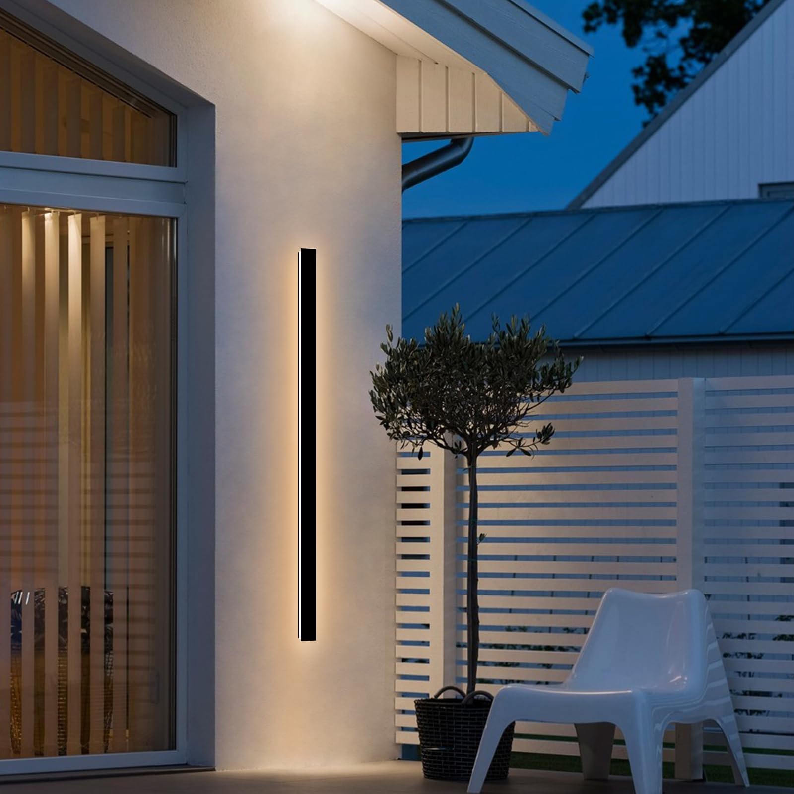 NKJORTPPL 47.2Inch Outdoor Wall Light for House, Modern Black LED Exterior Sconce Light Fixtures Wall Mount, Porch & Doorway Ext