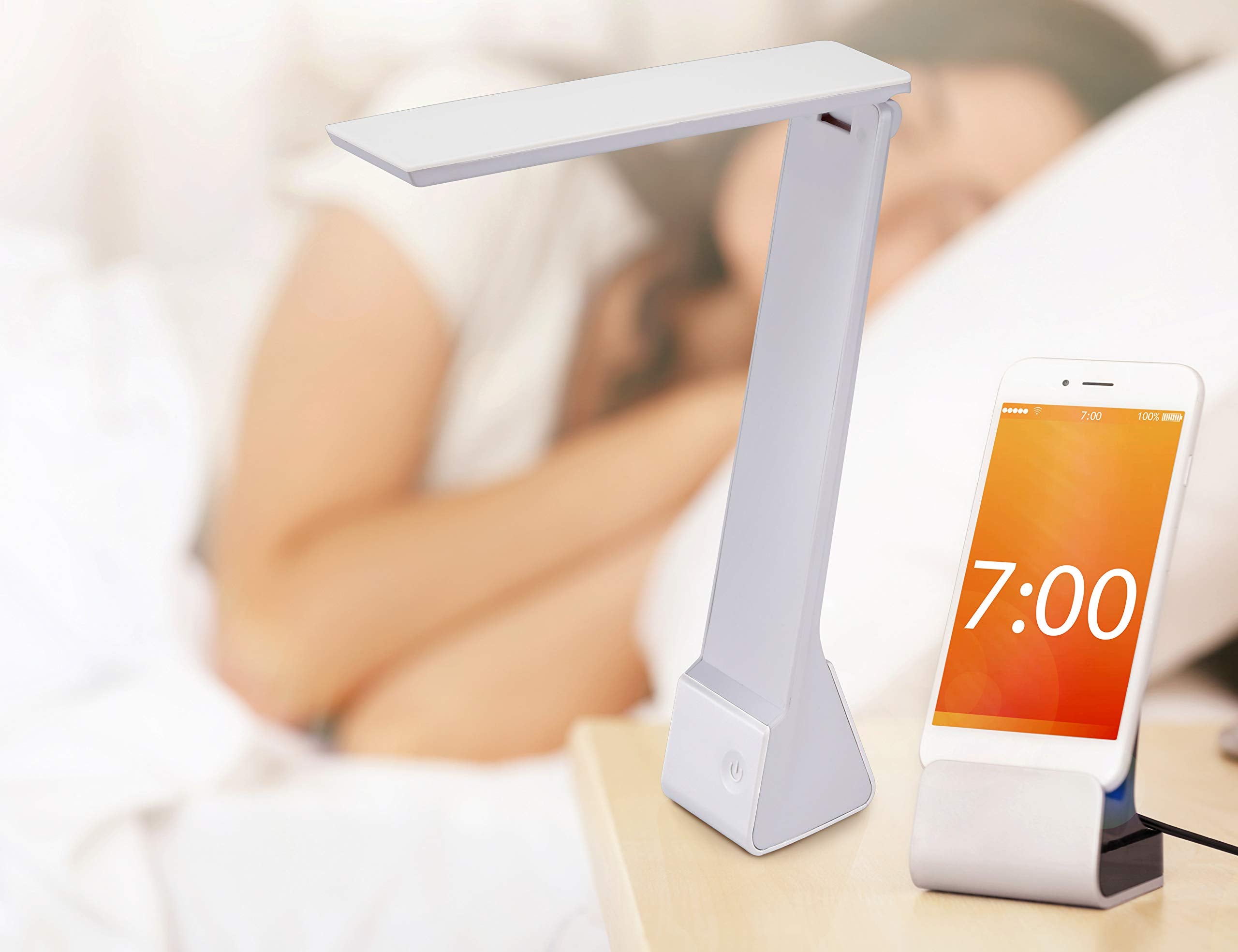 Bostitch Office Kt-Vled1810-White Powered Rechargeable Battery Led Desk Lamp, 3 Color Temperatures, Flip Open, White