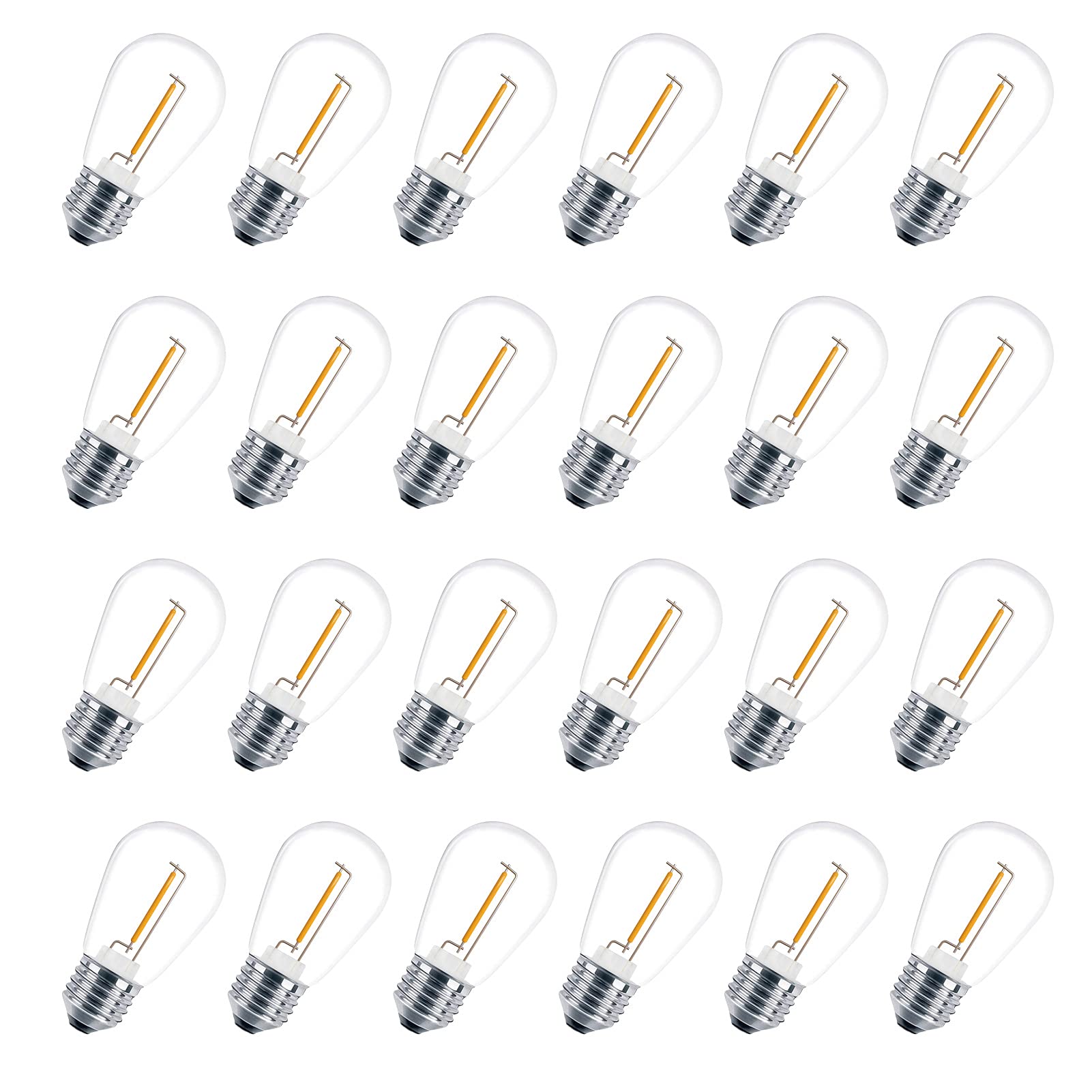 Visterlite 24 Pack Led S14 Replacement Light Bulbs, Shatterproof Waterproof 1W Outdoor String Light Bulbs, E26 Medium Base, 2200