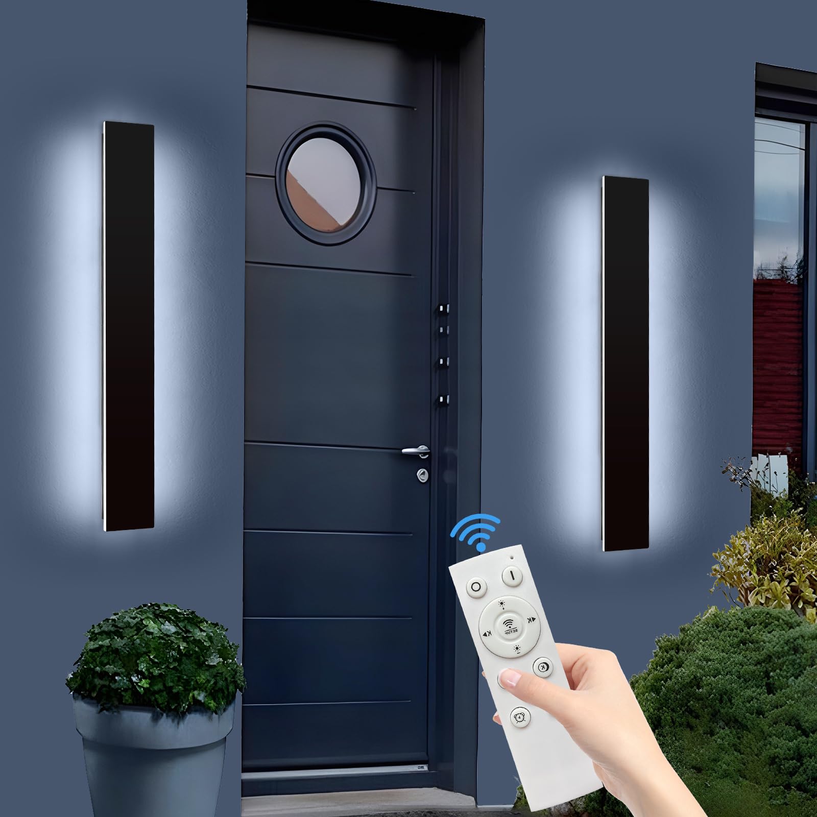 Mikeru Upgraded 2 Pack 39.3 Long & 4.3 Wide LED Wall Sconce, 10%-100% Dimming + 3000K-6000K Adjustable, IP65 Waterproof Outdoor 