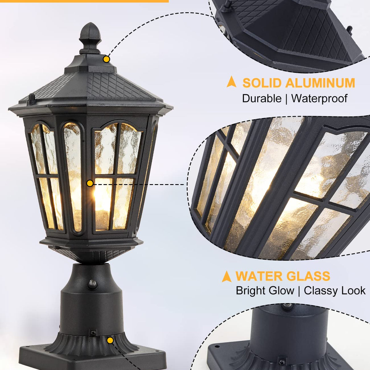 GYDZ Dusk to Dawn Post Light Outdoor 2 Pack, 17H Outdoor Lamp Post Lig ...
