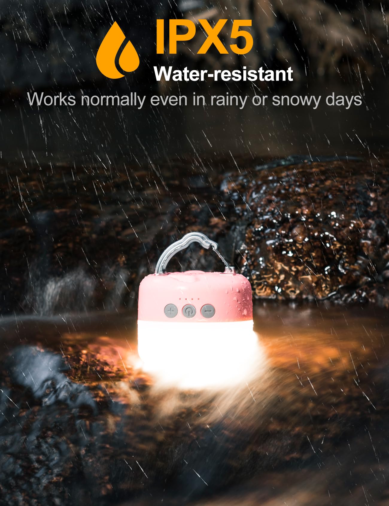 ZMNT LED Camping Lantern 1000LM Rechargeable, 320H Runtime, Water-Resistant, Model C10, Pink