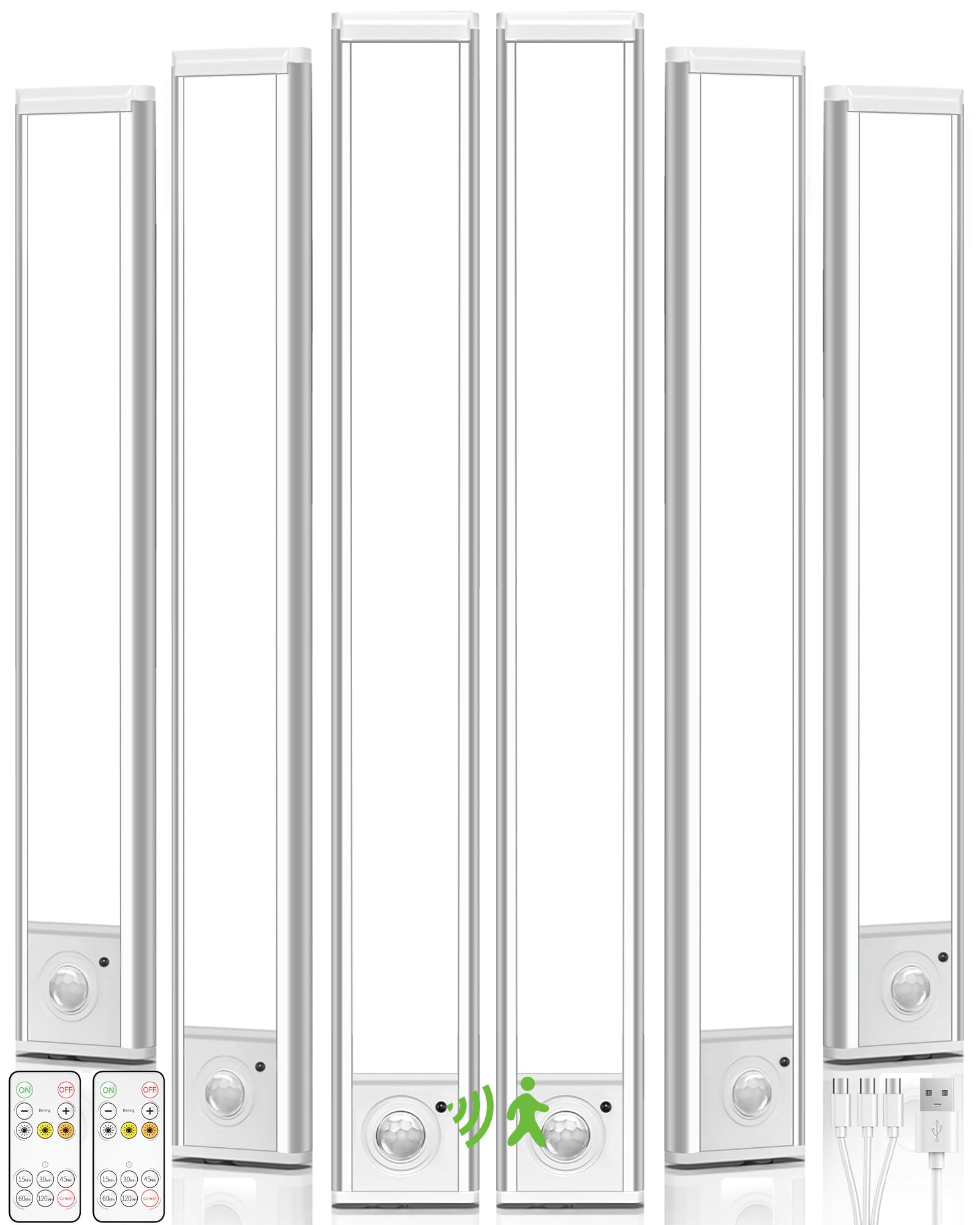 Ametheus 6Pack 16Inch Under Cabinet Lighting  Rechargeable Motion Sensor Light Wireless Indoor  Dimmable 3 Color Temps Closet Lights With Remote  Under Counter Led Lights For Kitchen  Stairs