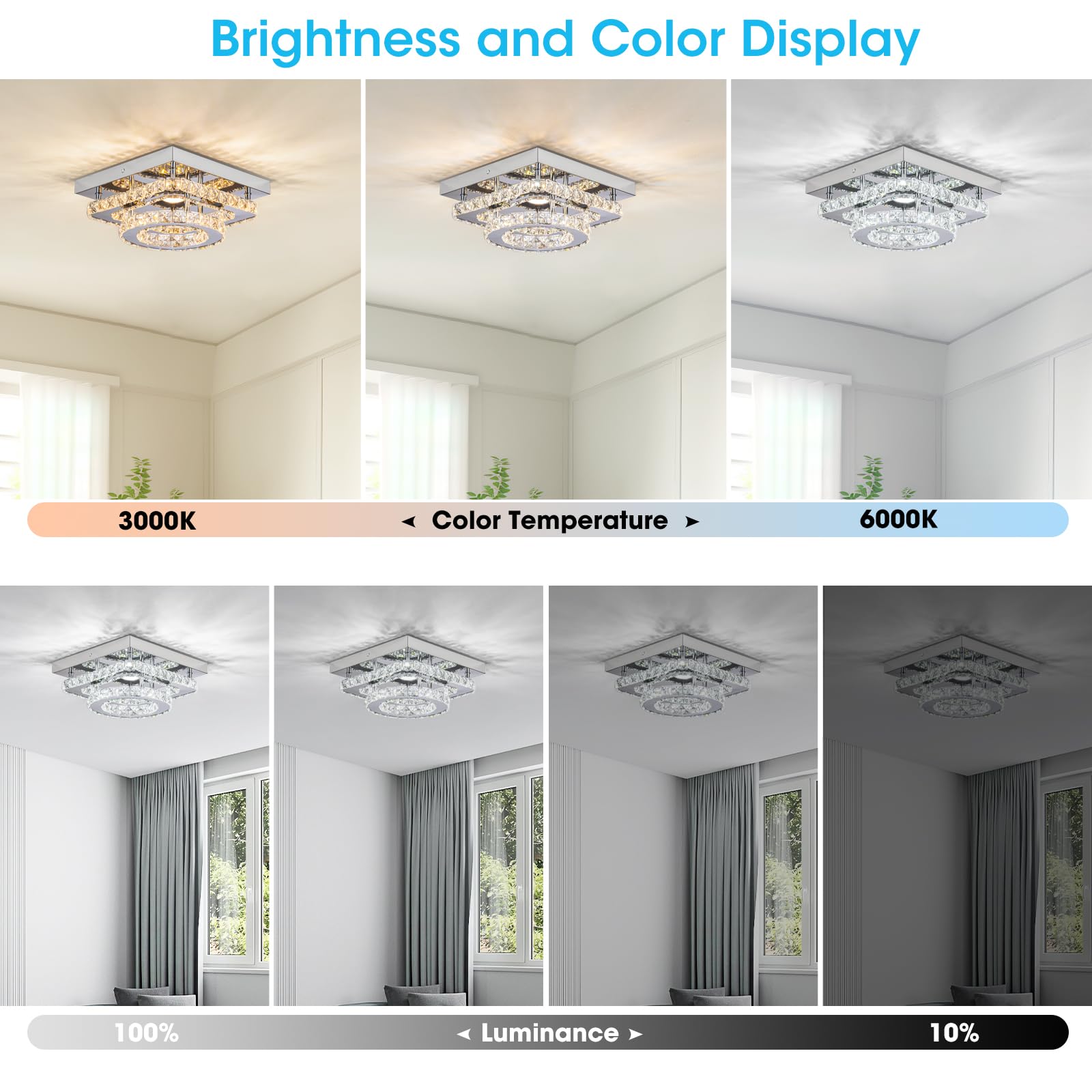 Dsliting Crystal Flush Mount Ceiling Light Led Modern Chandelier Crystal Ceiling Light Fixture 2 Layers Crystal Ceiling Chandeli