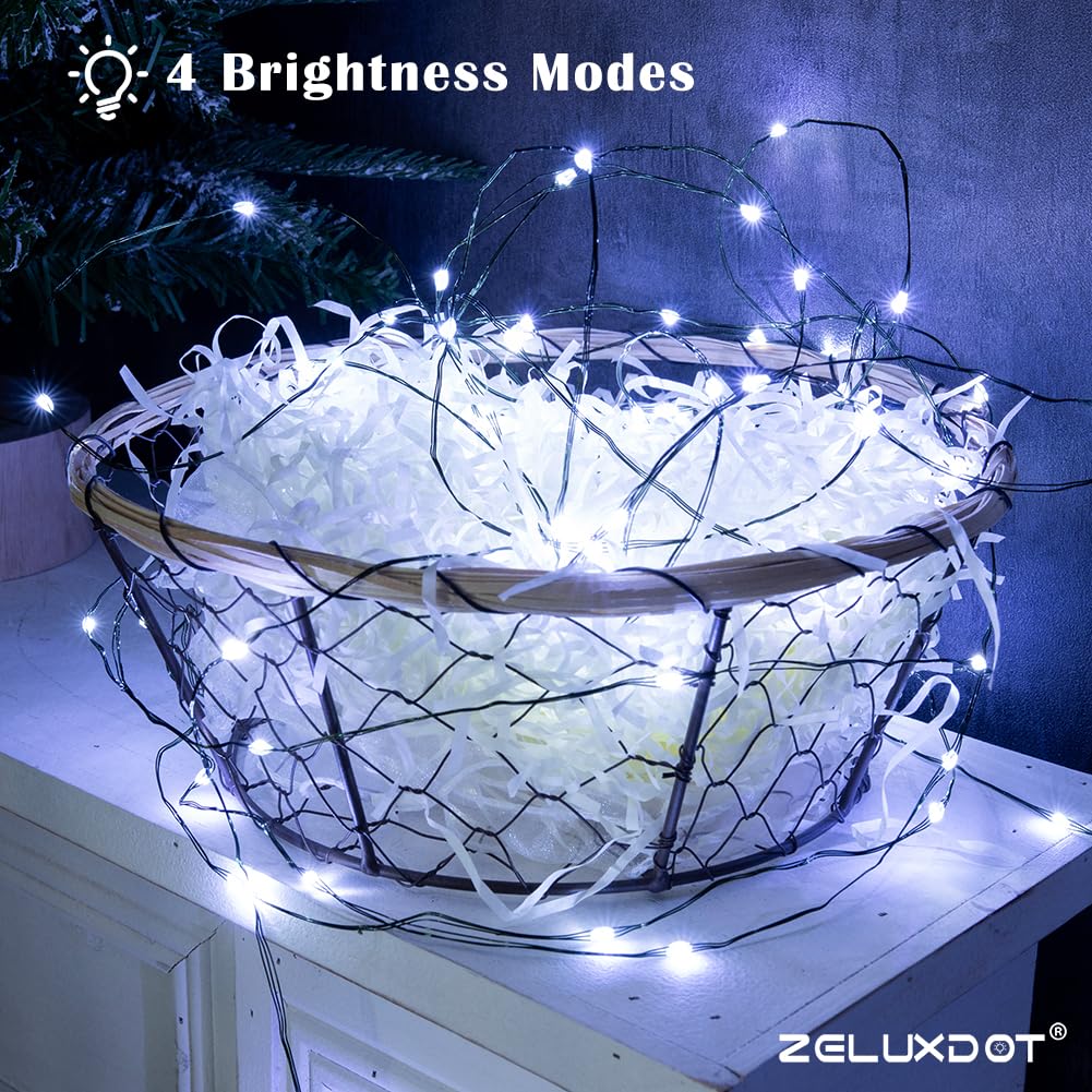 Zeluxdot Fairy Lights Plug In,200Ft 600 Leds Waterproof String Lights,Green Copper Wire,Twinkle Light With 8 Modes Remote For In
