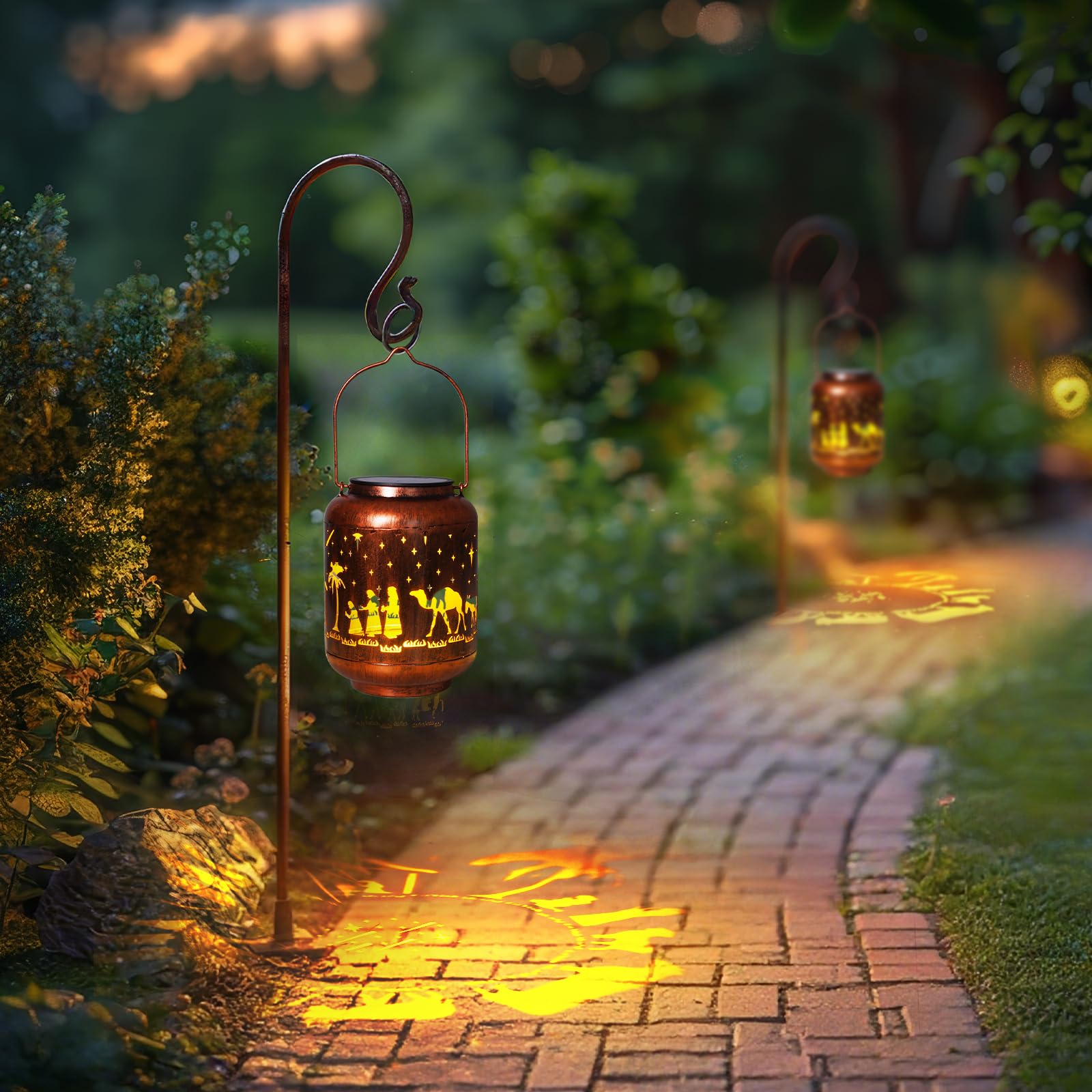 Homemory Christmaas Gifts For Women Mom Grandma  Solar Lanterns Christmas Nativity Scene Lights Outdoor Waterproof Garden Decor  Led Hanging Solar Lights For Yard  Patio  Porch