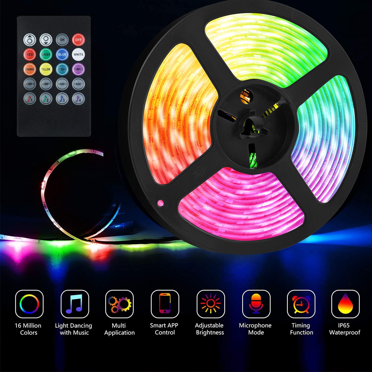 Vbakor RV Awning Lights Kit, 20FT RGB Dimmable Waterproof Strip Lights with APP/Remote Control, Multicolor