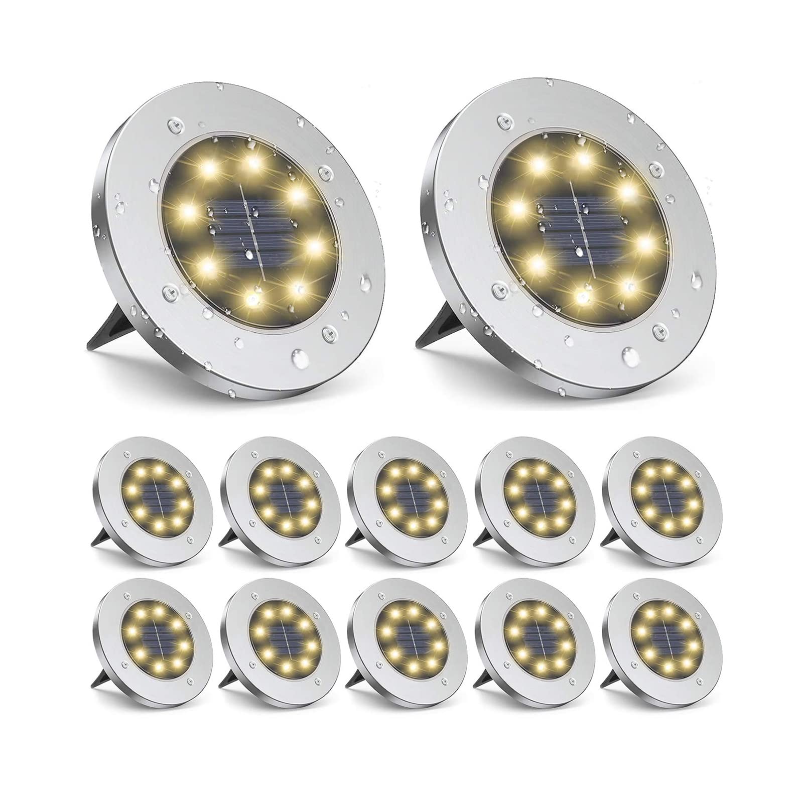 ZGWJ Solar Ground Lights,12 Pack Waterproof Solar Garden Lights, Upgraded Outdoor Garden Waterproof Bright in-Ground Lights, Lan