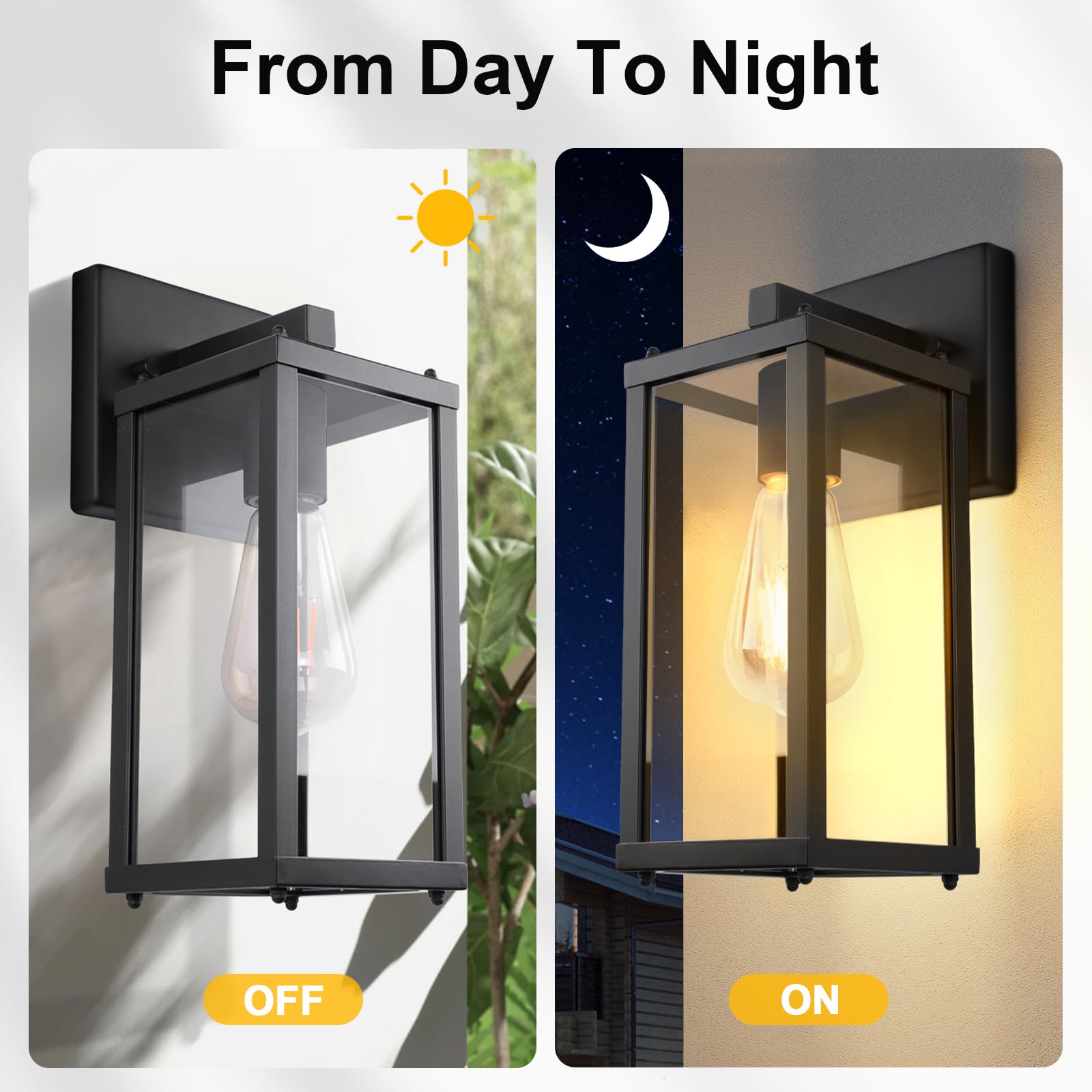 Lprzsg Outdoor Porch Lights Sconce: Waterproof & Stylish Exterior Lighting Fixtures. Black Wall Light With E26 Socket And Glass