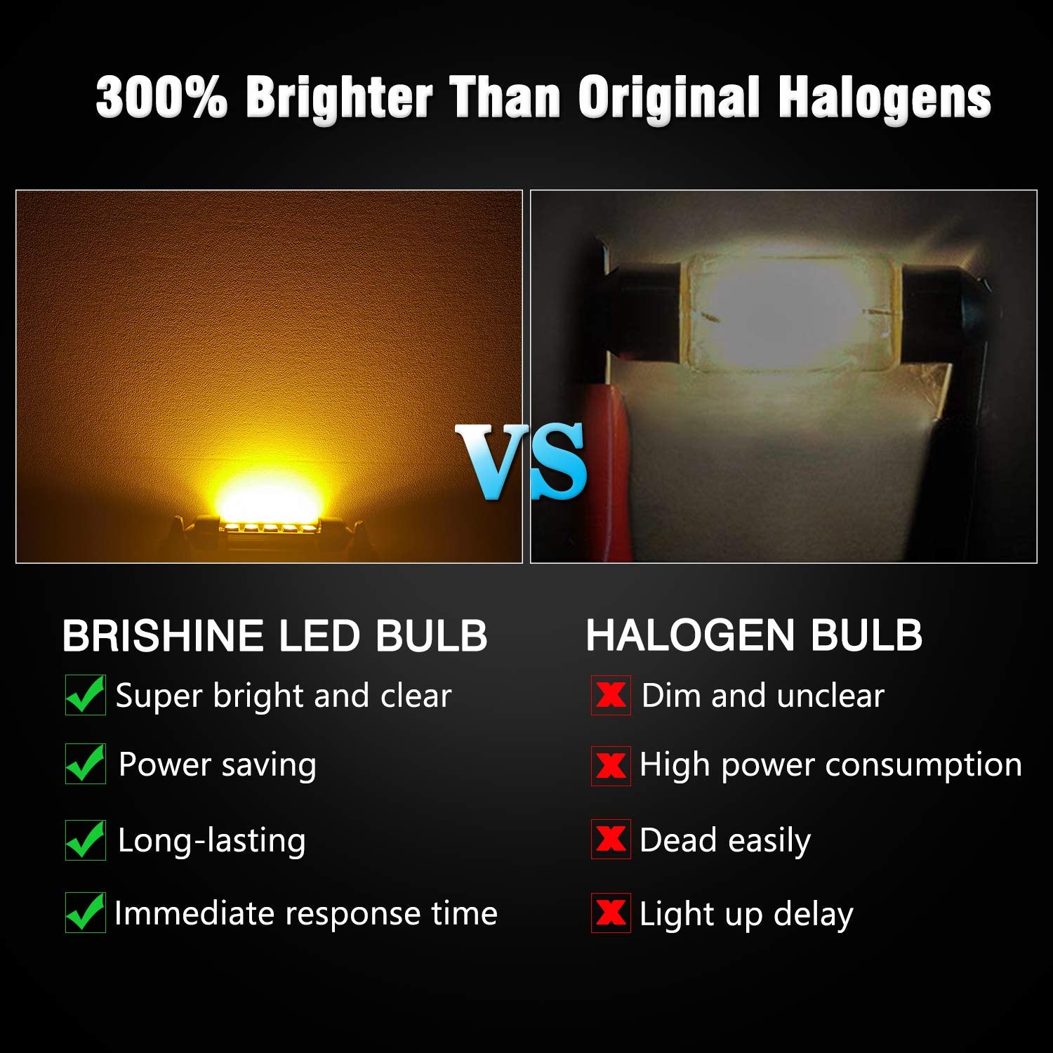 Brishine De3175 Led Bulbs, Super Bright Amber Yellow 2835 Chipsets Canbus Error Free 31Mm 1.25    Festoon De3021 De3022 3175 642