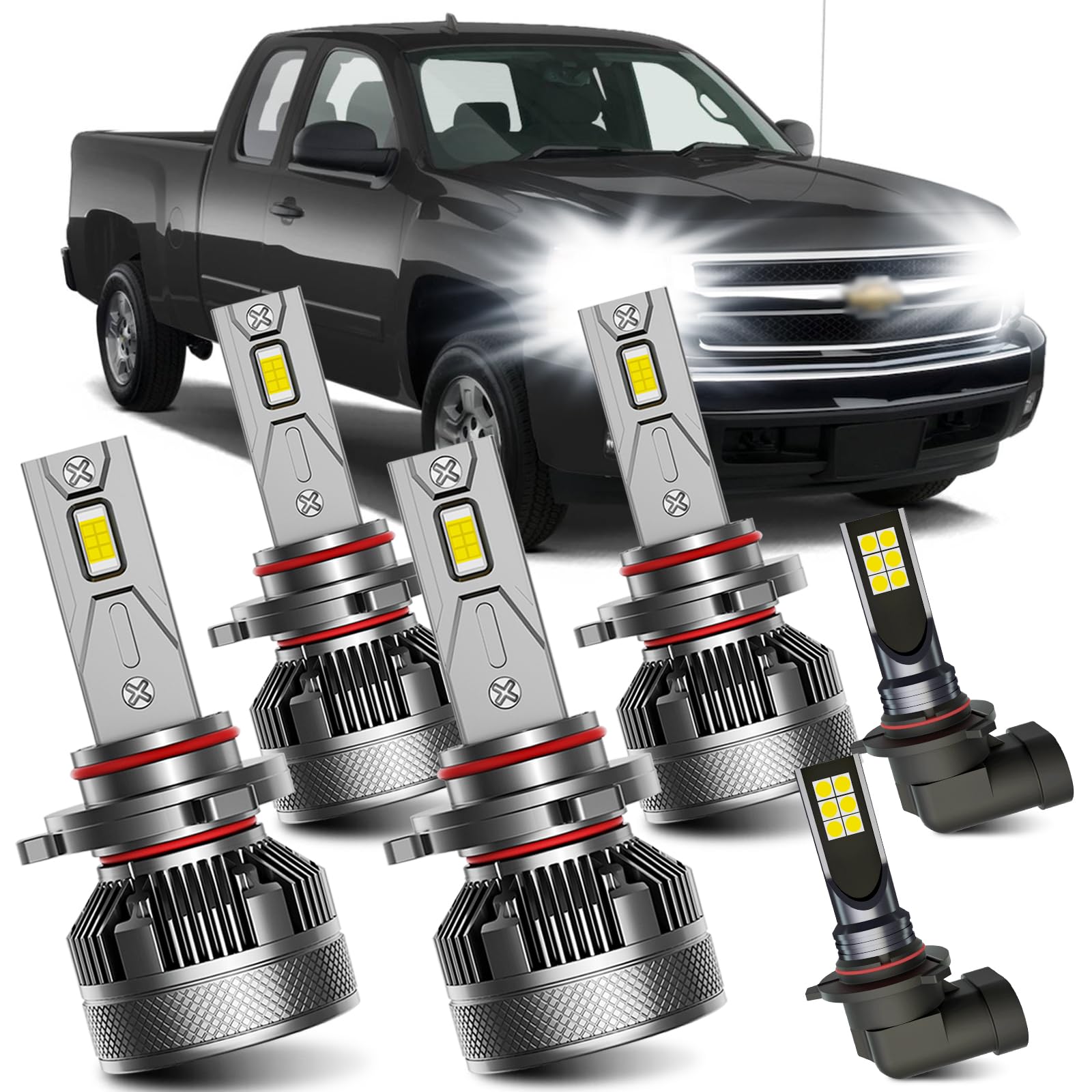 AWALITED Fog Light Bulbs Combo for 2003-2006 Chevy Silverado, 6000K White, Plug-and-Play, Pack of 6