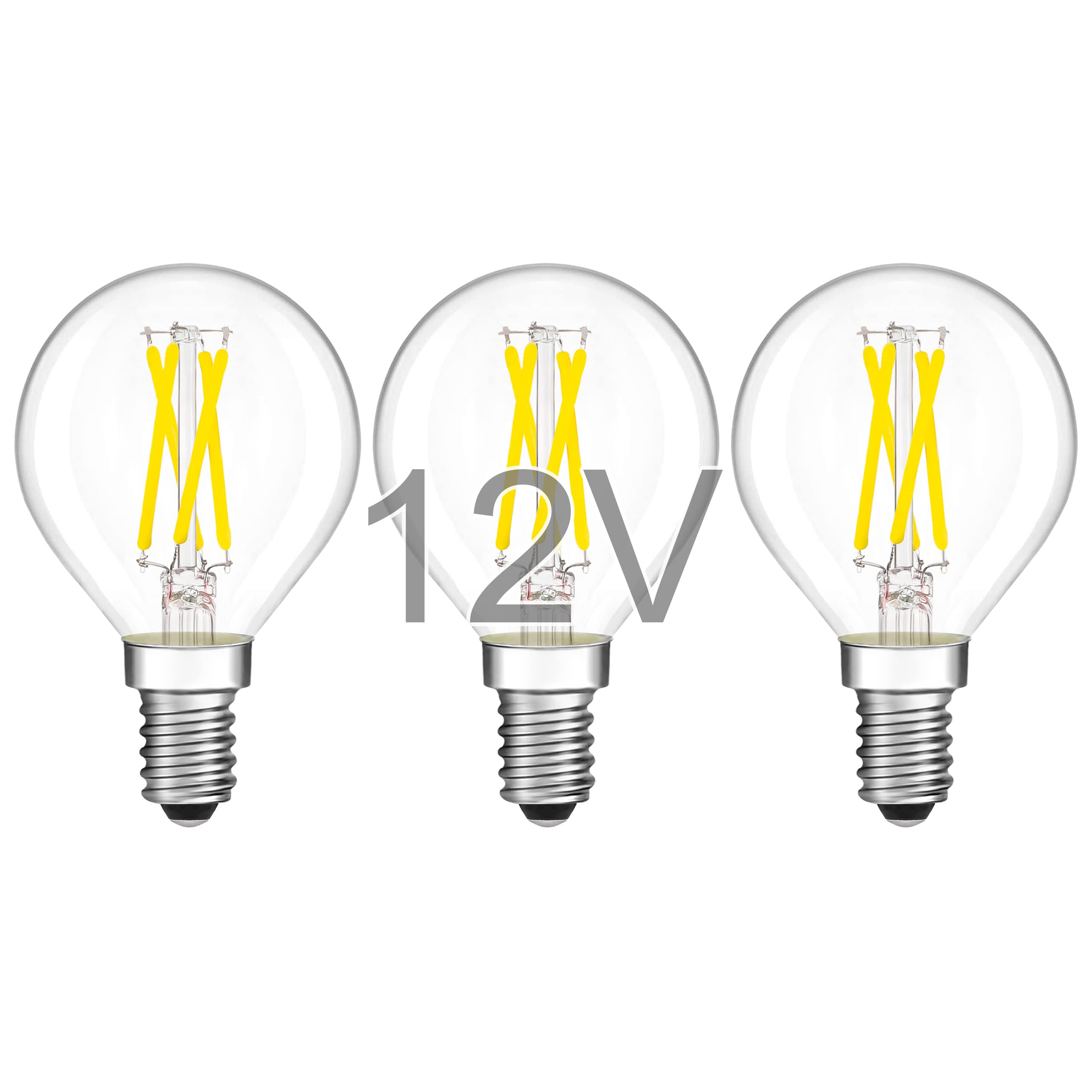 Tokcon 12V Led Light Bulbs - Daylight 5000K 4W(Only For 12 Volt Dc/Ac) - E12 Candelabra Base - 40W Equivalent Dimmable Low Volta