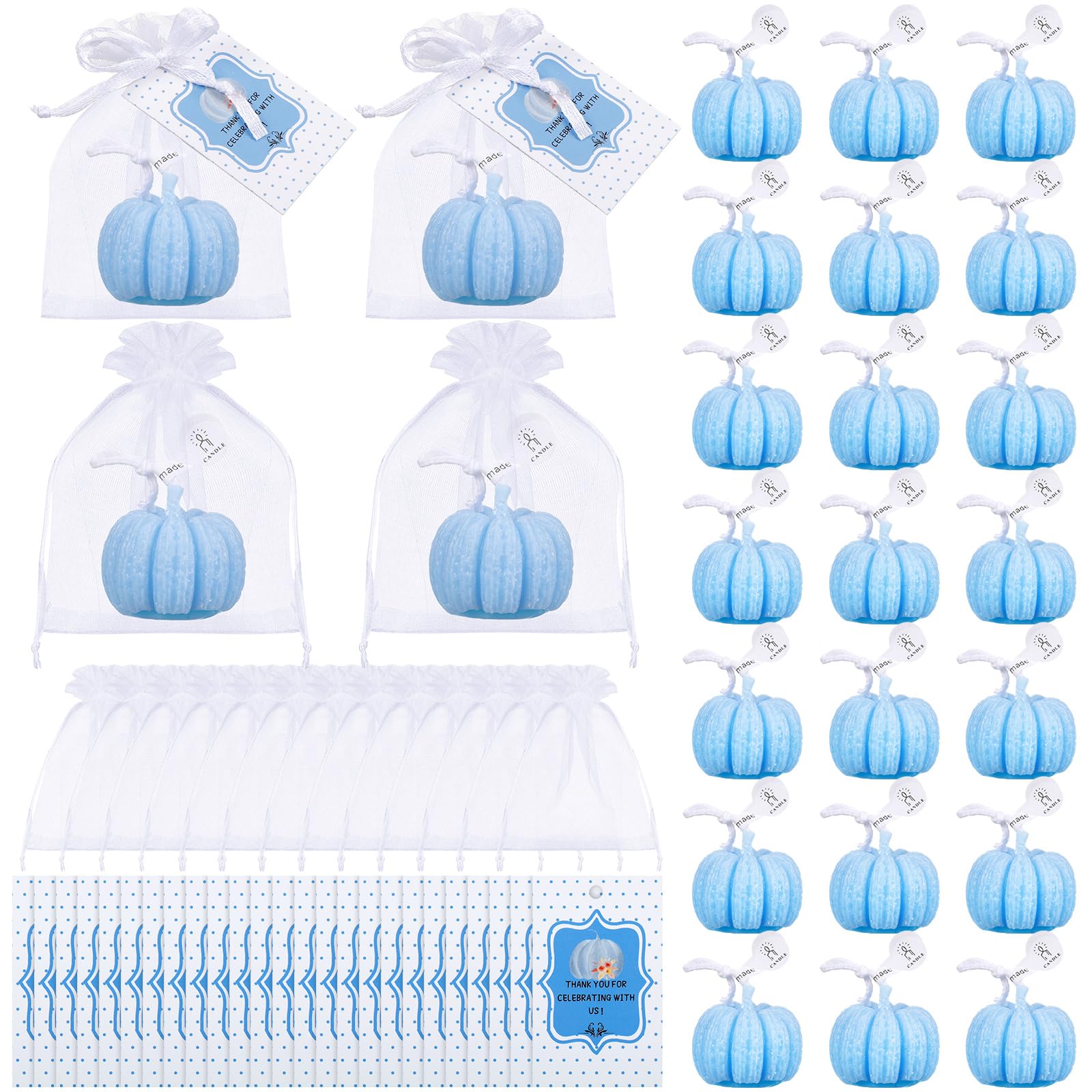Treela 24 Sets Pumpkin Candles Fall Baby Shower Party Favors for Guests Little Pumpkin Shape Tealight Candle for Thanksgiving Au