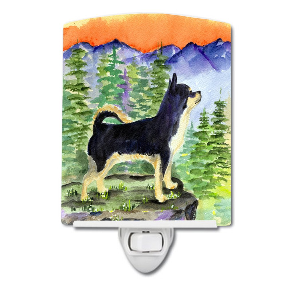 Caroline'S Treasures Ss8230Cnl Chihuahua Ceramic Night Light Compact, Ul-Certified, Ideal For Bedroom, Bathroom, Nursery, Hallway, Kitchen, 6X4X3, Multicolor