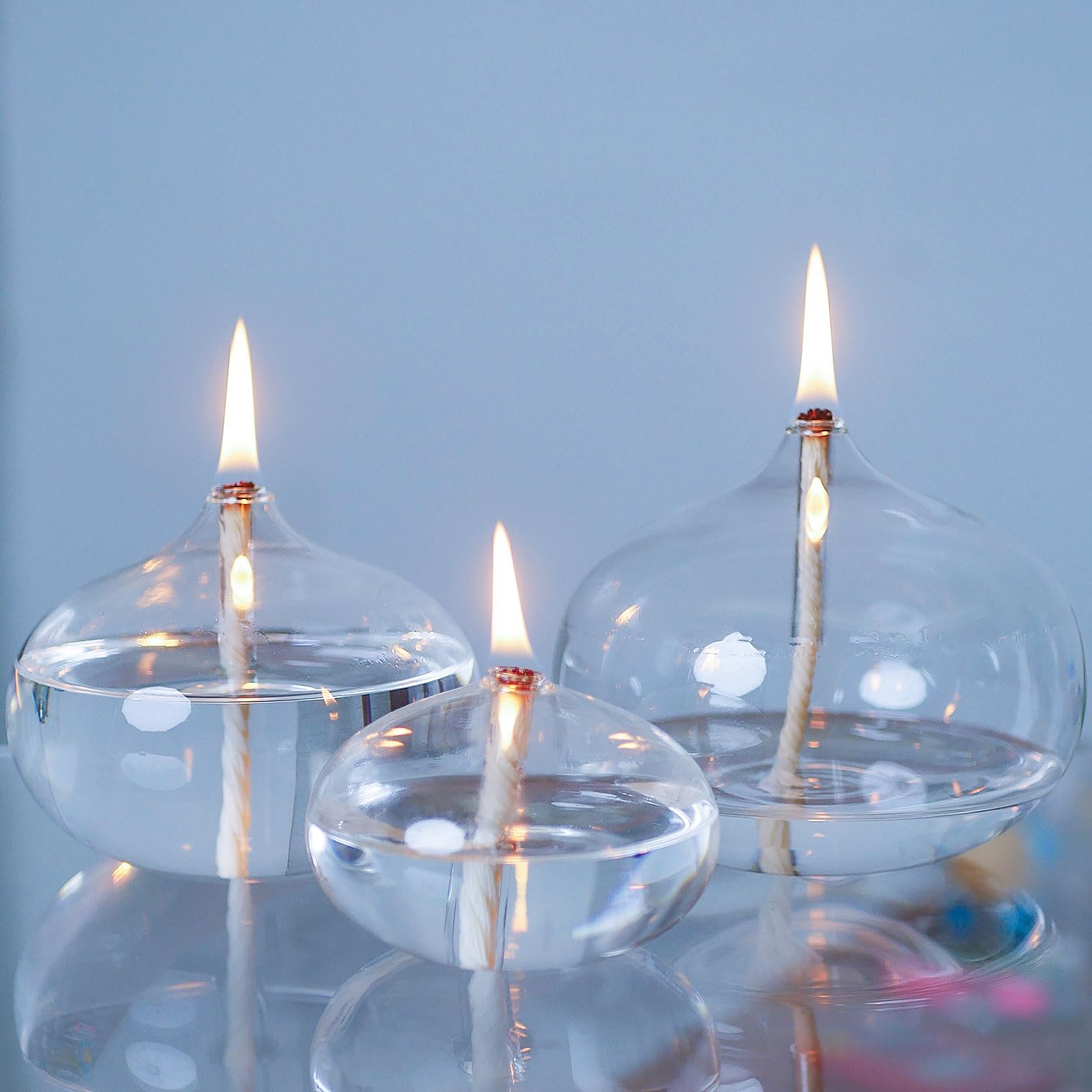 Gxfccyxt Oil Candles For Indoor Use -Set Of 3 Refillable Liquid Petite Oil Lamp - Sturdy Borosillicate Glass Oil Candle