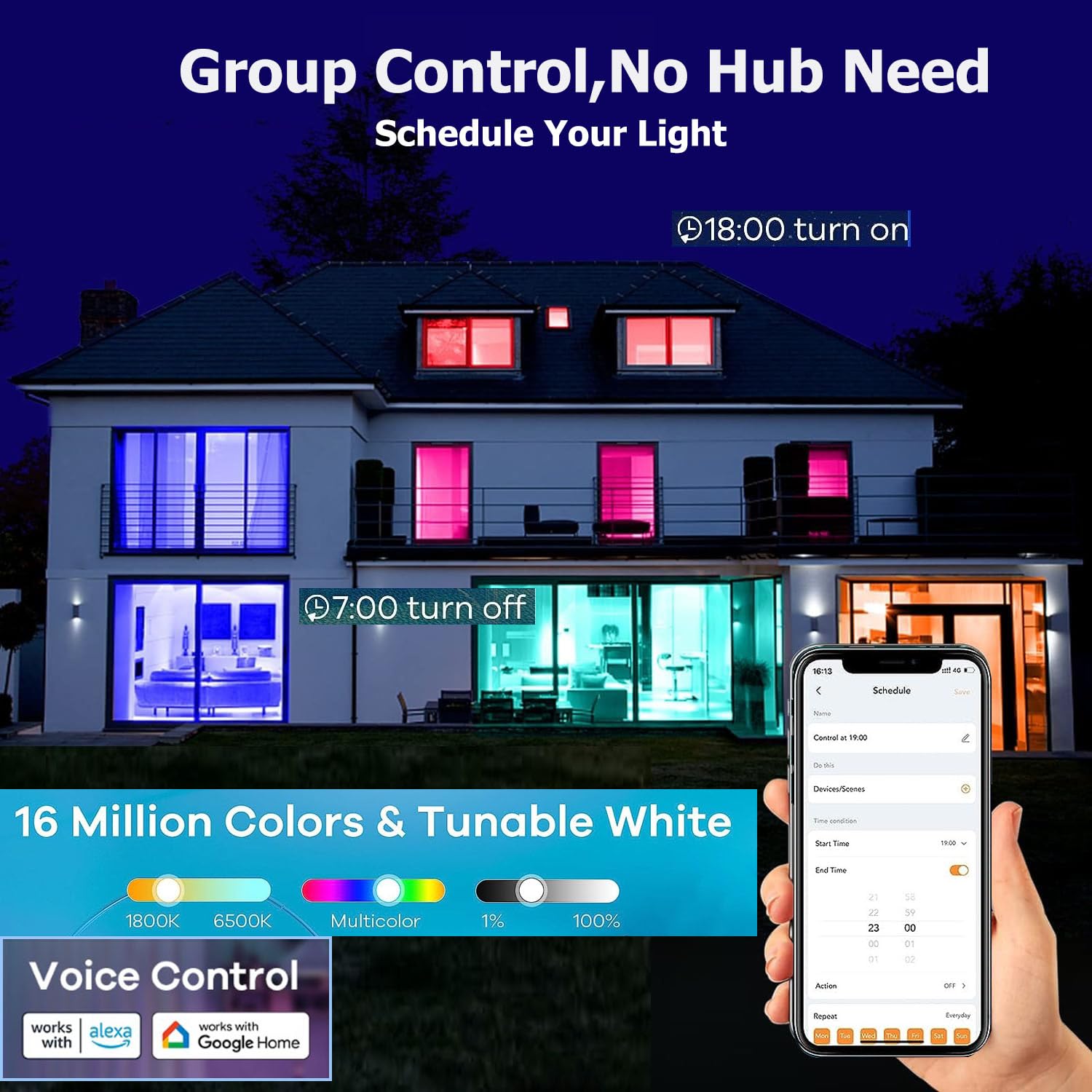 Afinsea Smart Light Bulbs,Wifi & Bluetooth Led Light Bulb That Compatible With Alexa & Google Home, Color Changing Light Bulb, 10W A19 E26 2.4Ghz Wifi Light Bulbs 60 Watt Equivalent, 800Lm Dimmable