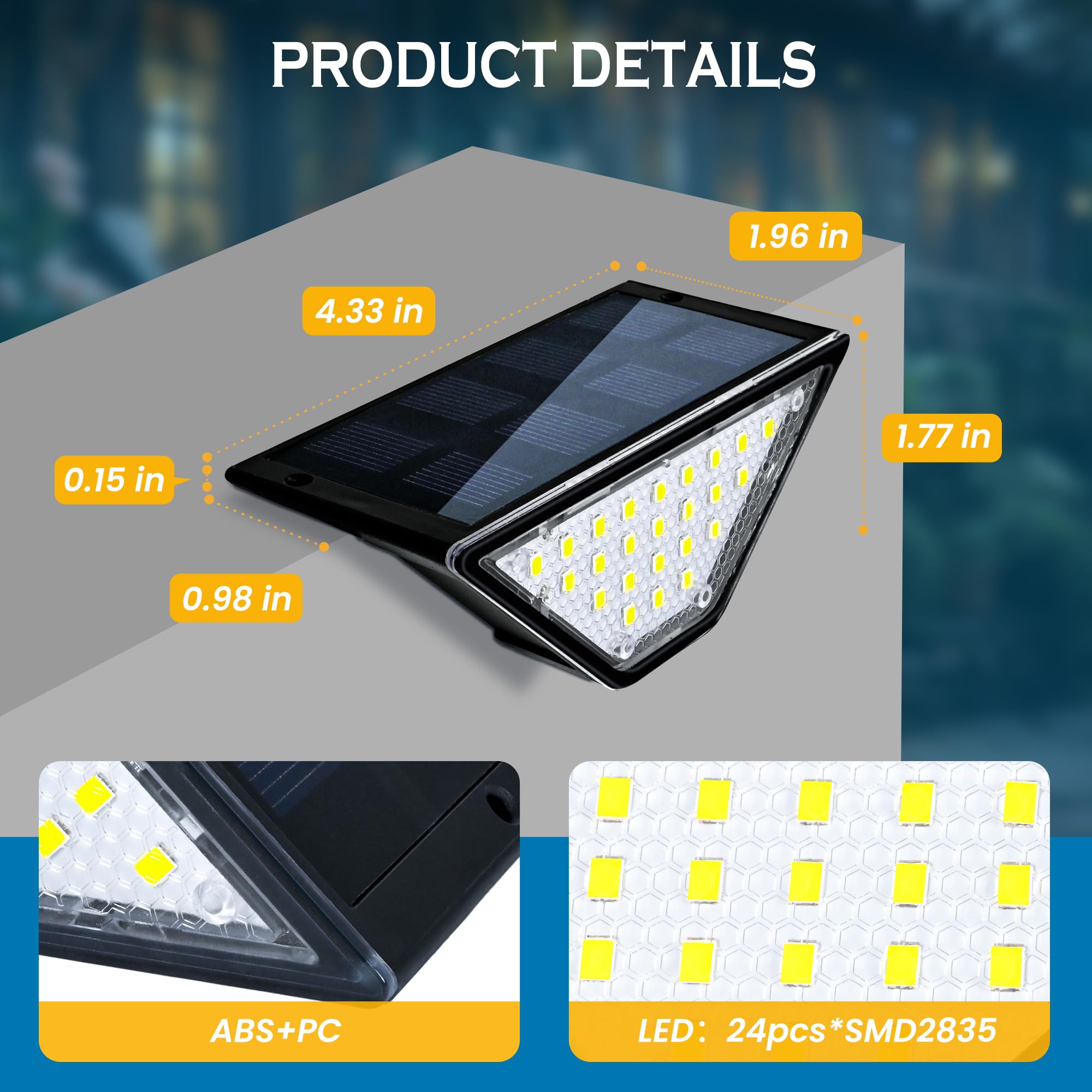 SOLPEX Solar Step Lights, 24 LEDs Waterproof Outdoor Stair Lights, 12 Pack Cold White, Ideal for Patio, Deck, Garden, Model 8879