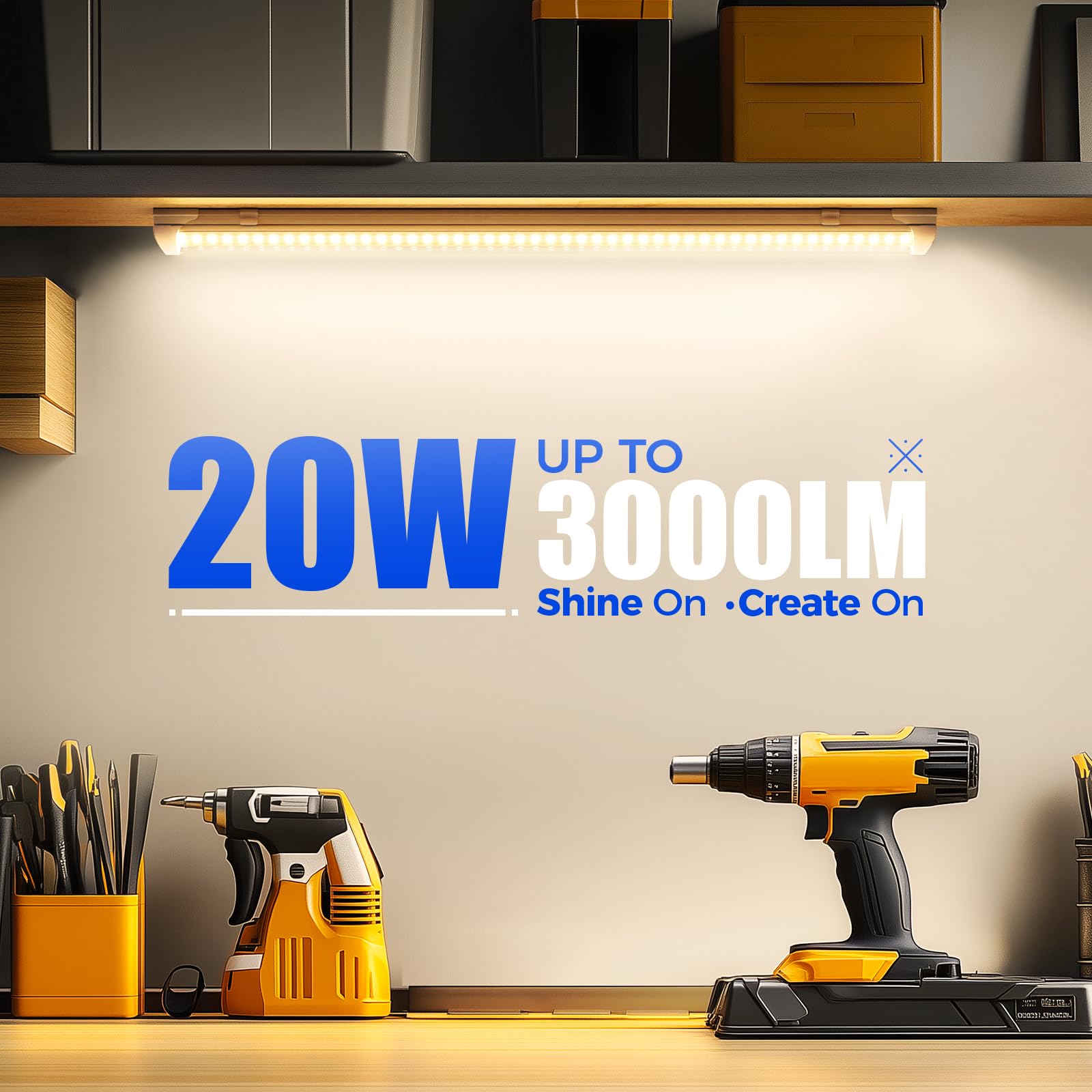 Barrina Led Shop Light 2Ft, 20W 3000Lm 3000K, Clear Cover Linkable Led Tube Lights, V Shape Integrated T8 Lighting Fixture, Ceil