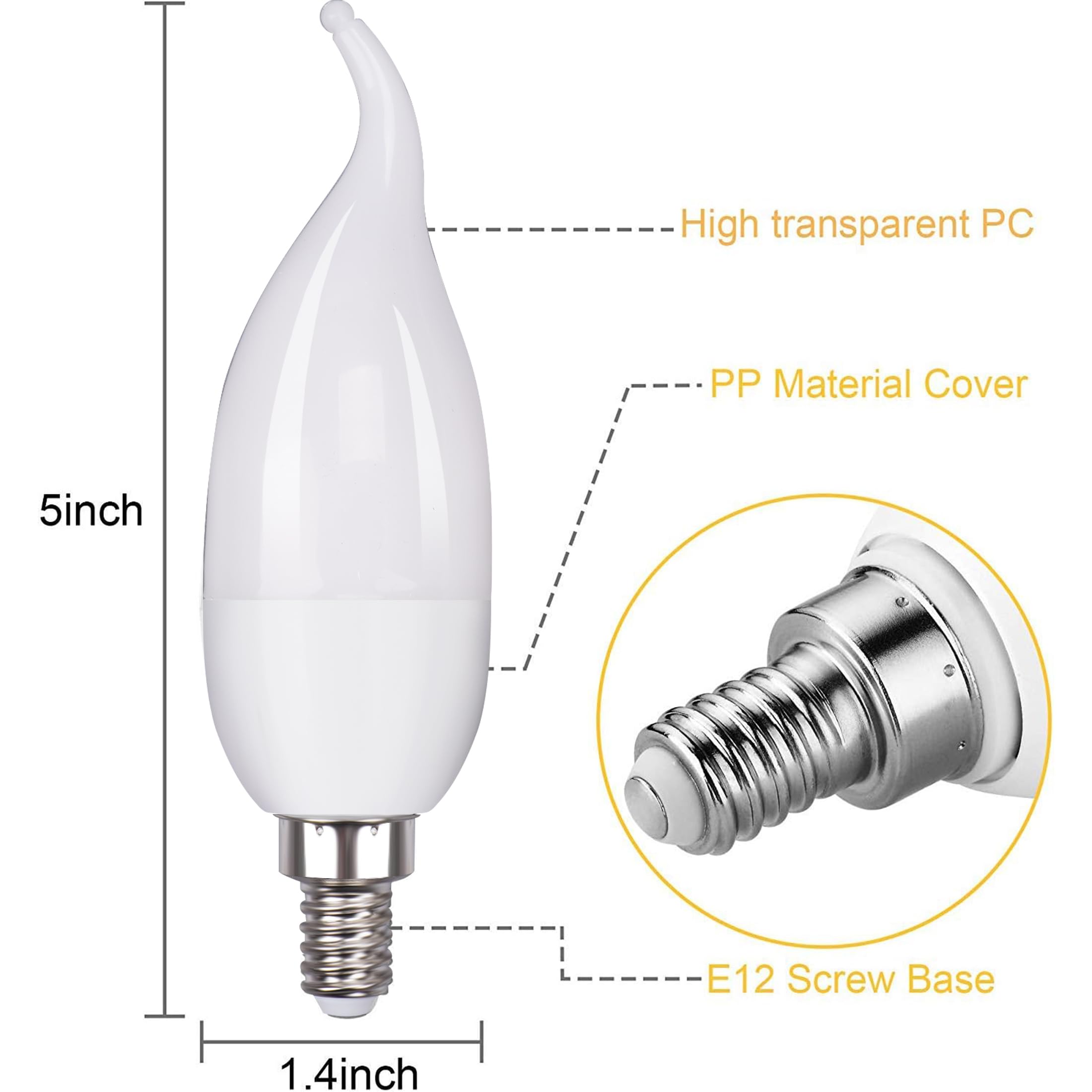Ohlgt E12 Flame Bulbs, 3 Mode Led Candelabra 2.0 Watt Blue Chandelier Candle Light Bulbs, Flame Tip For Christmas Party Decorati