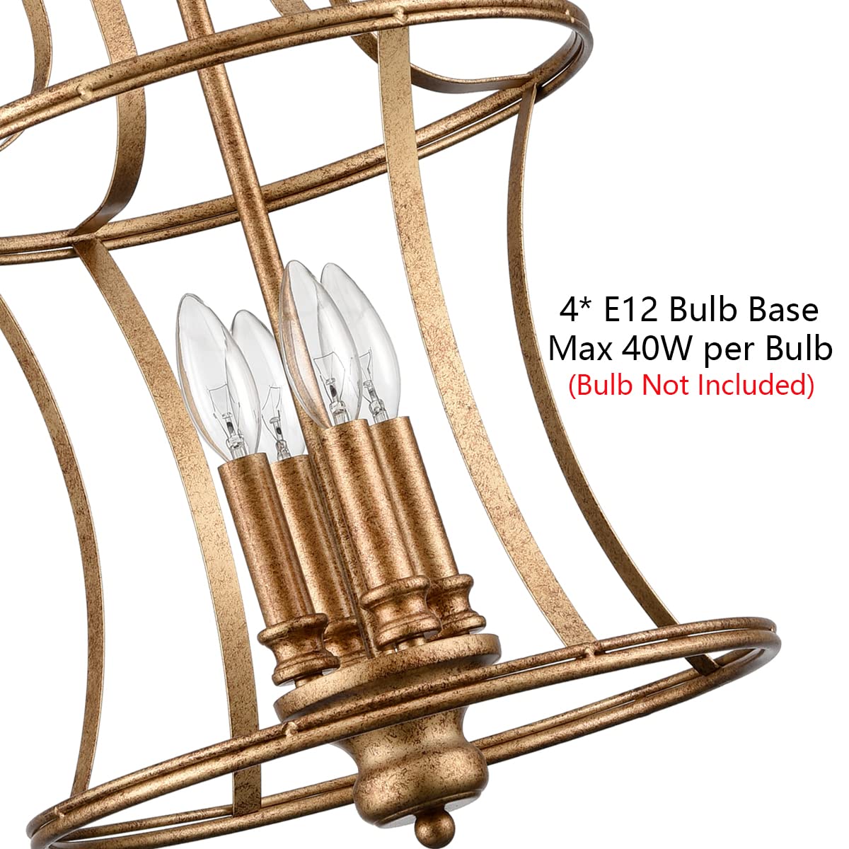 Teenyo Modern Lantern Pendant Light 4-Light Lantern Chandelier Lighting, Rusty Gold Lantern Pendant Lightis For Kitchen Island D