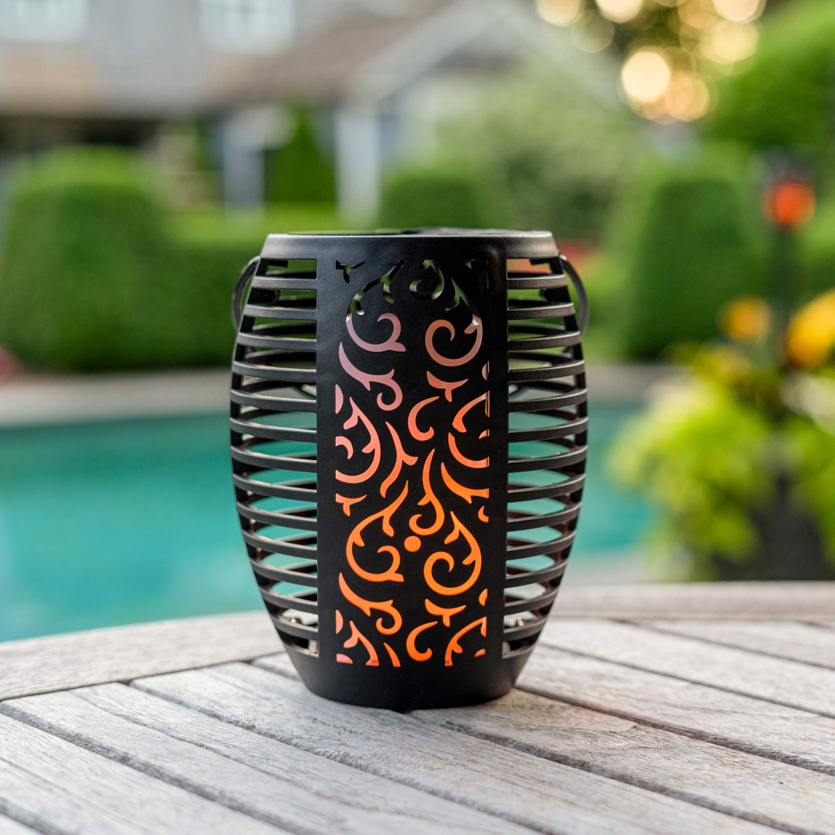 Solar LED Tiki Torch 3.8 Tall - Outdoor, Flickering Flames, Landscape Lights, Dusk to Dawn, Weather Resistant - for Lawn, Garde