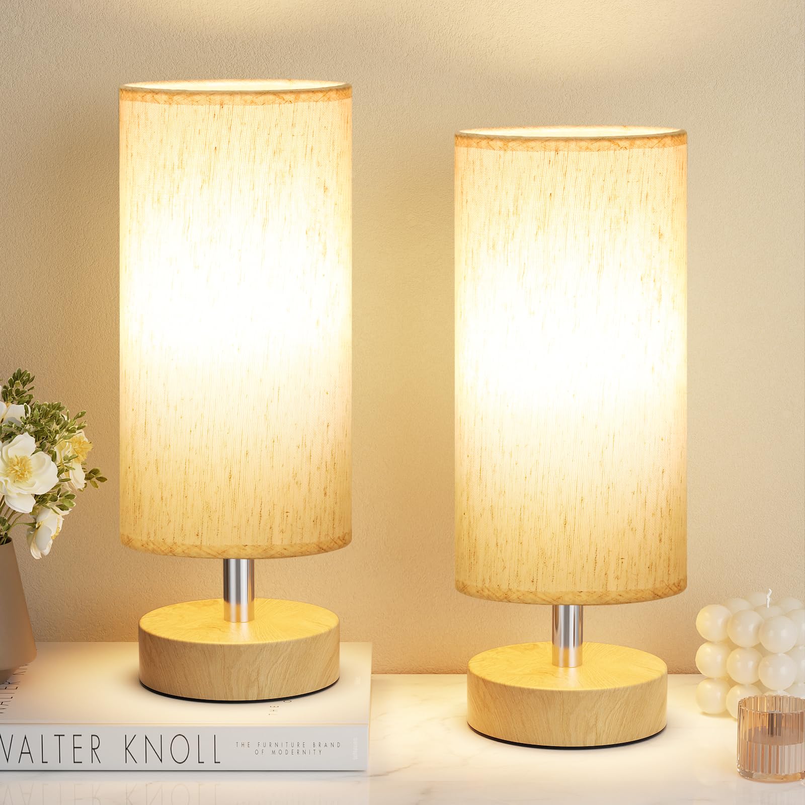 Partageiz Small Table Lamp For Bedroom Set Of 2 - Bedside Lamps For Night Stands, Minimalist Nightstand Light Lamp, Desk Lamps F