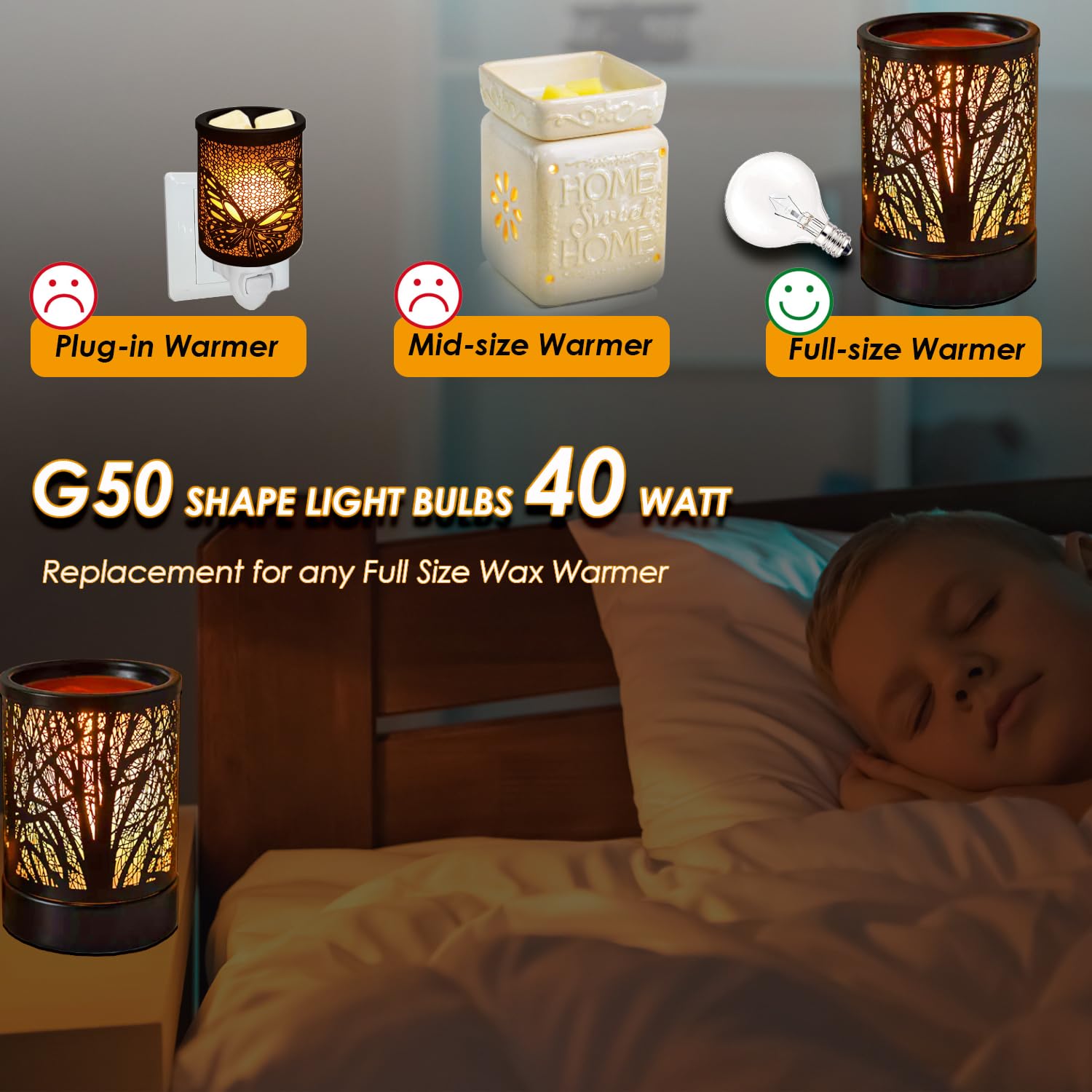 Serbion 40 Watt Light Bulbs E12 Candelabra Base 120Volt Round Light Bulb For Chandelier Table Lamp Wall Sconces Candle Lamp Wax Melter (Soft Warm White)