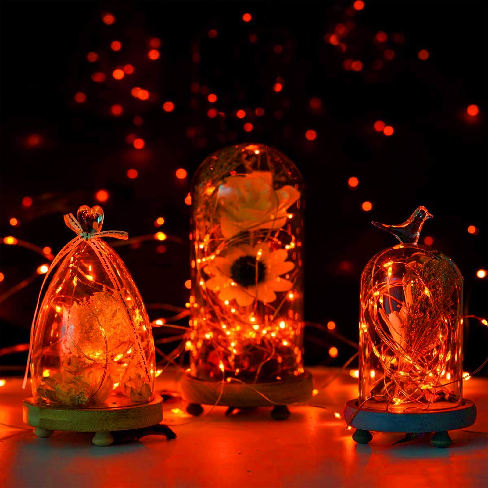 Yiaht 12 Pack Orange Halloween Lights, Battery Operated, 7 Feet, 20 LED, Waterproof Mini String Lights for Indoor/Outdoor Decorations