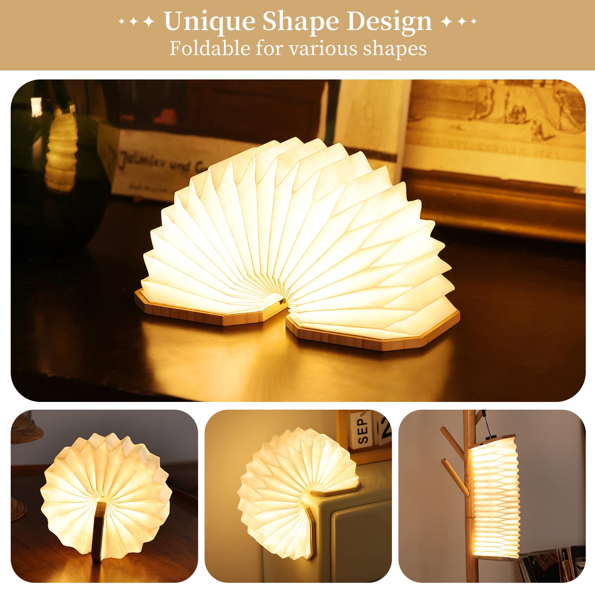 Bamboo Base Paper Lantern Lights - Foldable Japanese Lamp, 3 Color Modes For Home Decor, Spiritual Gifts