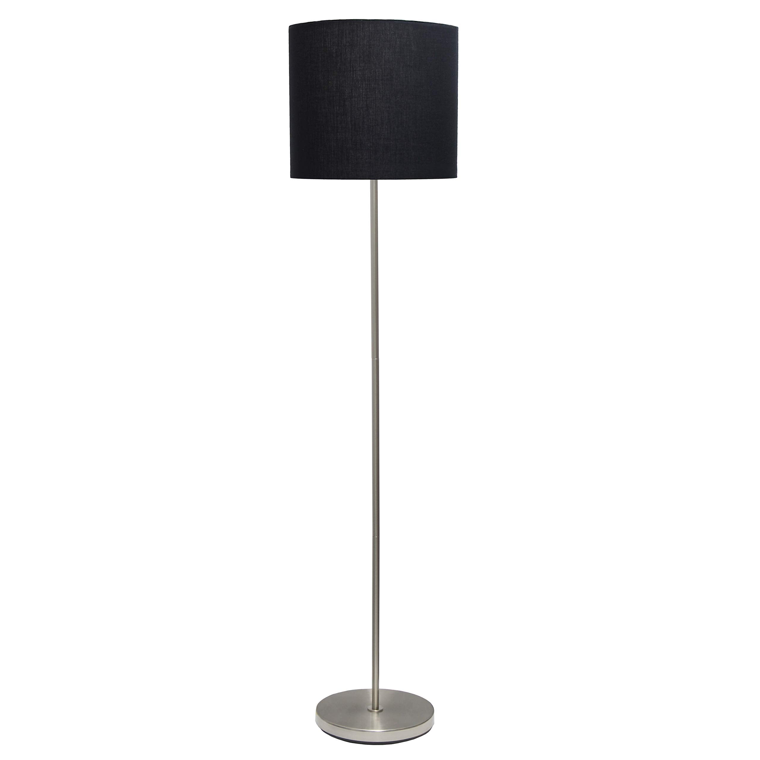 Simple Designs Lf2004-Blk Brushed Nickel Stick Drum Shade Floor Lamp, Black