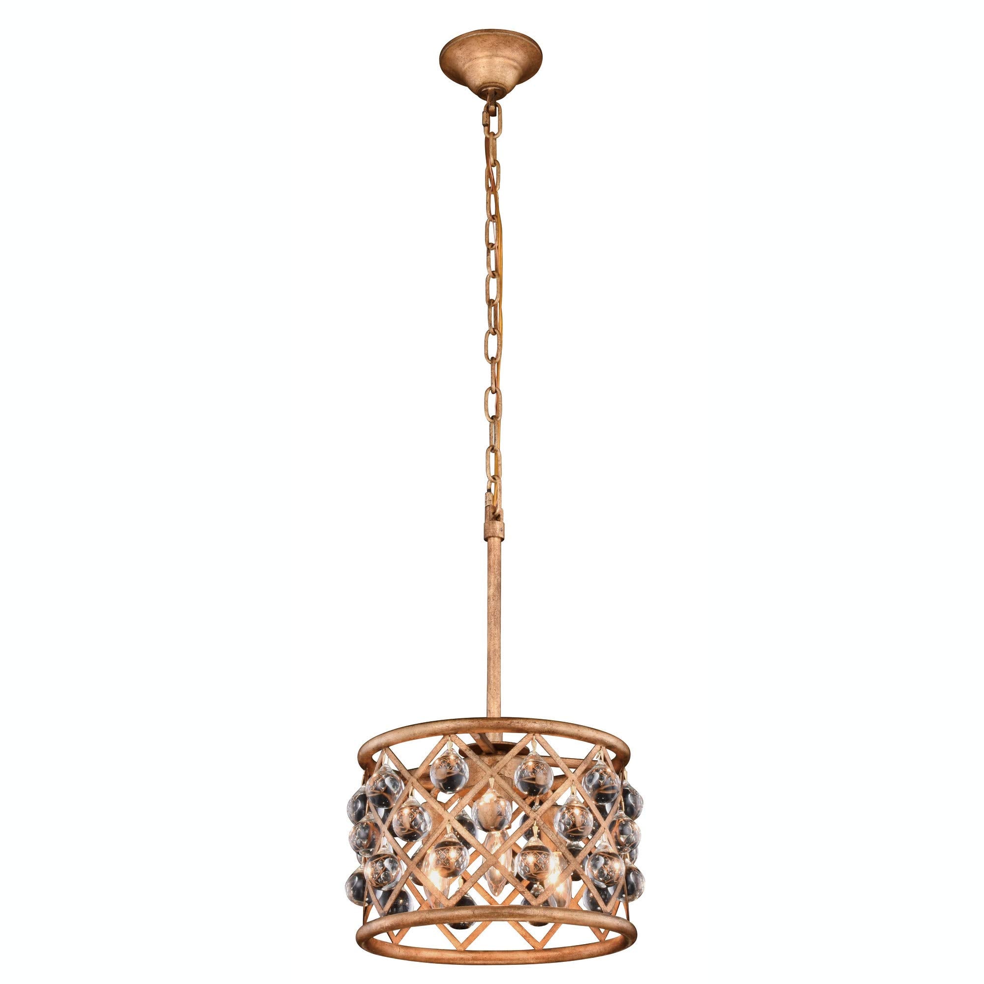 Elegant Lighting Madison 3-Light Pendant Lamp, Polished Nickel, 12in Depth x 9in Height, Crystal, Model 1213D12PN/RC