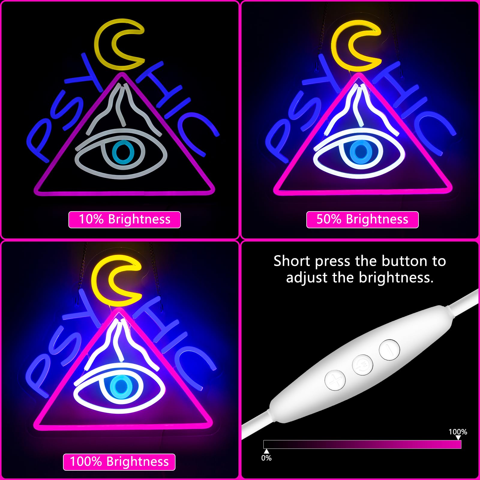 Moodlion Psychic Evil Eyes Neon Sign For Wall Decor Studio Room Led Lights, Halloween Decor Neon Signs Aesthetic Operated Light For Door Decorations, Bedroom Accessories Neon Sign