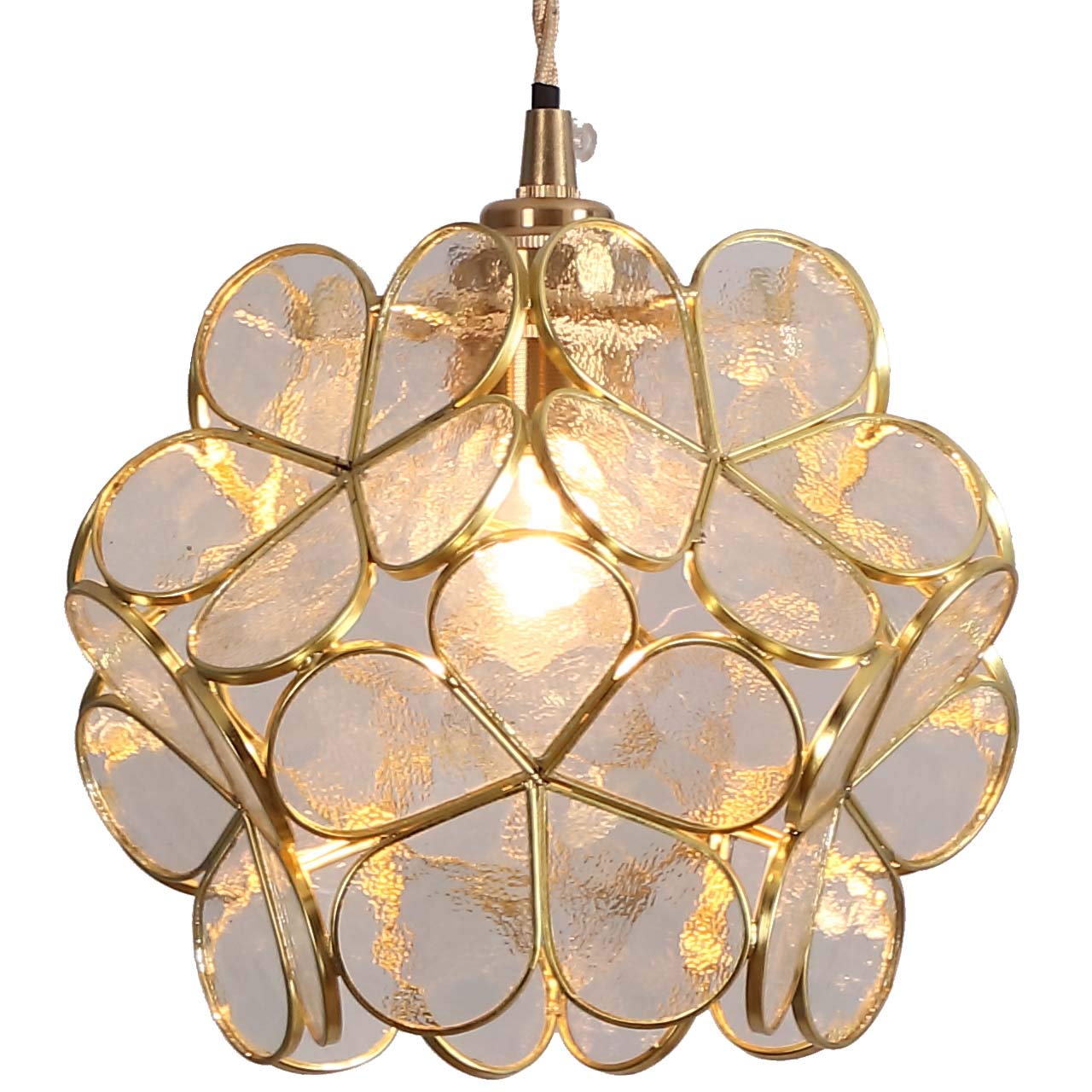 Bieye L10744 Petals Tiffany Style Stained Glass Ceiling Pendant Light with 8-inch Wide Lampshade (Clear, 8 Cherry Blossom)