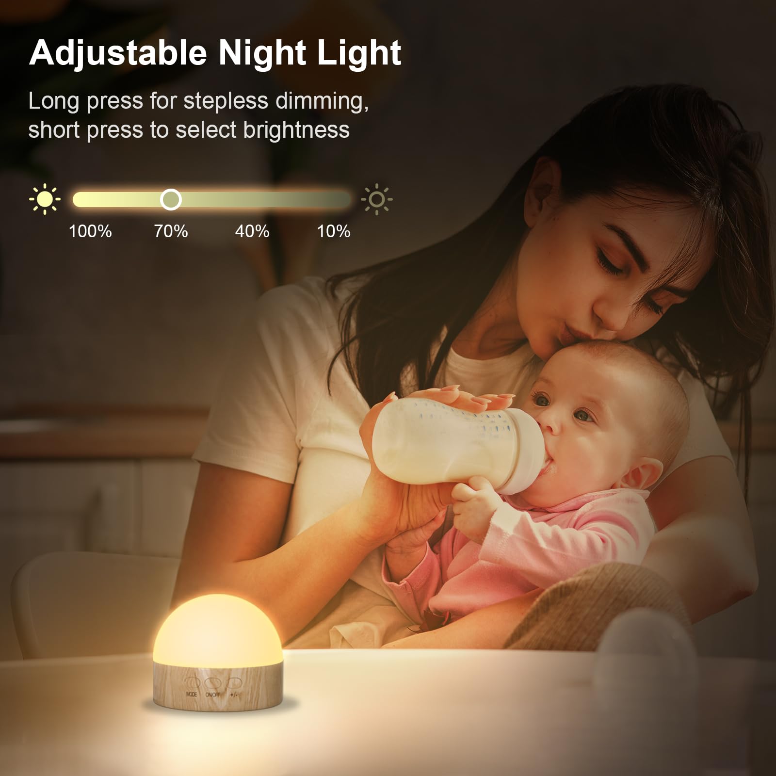 Kintion Portable LED Night Lamp, RGB Mode, Dimmable Warm Light, 1 PCS, Brown, Model XL-XY11