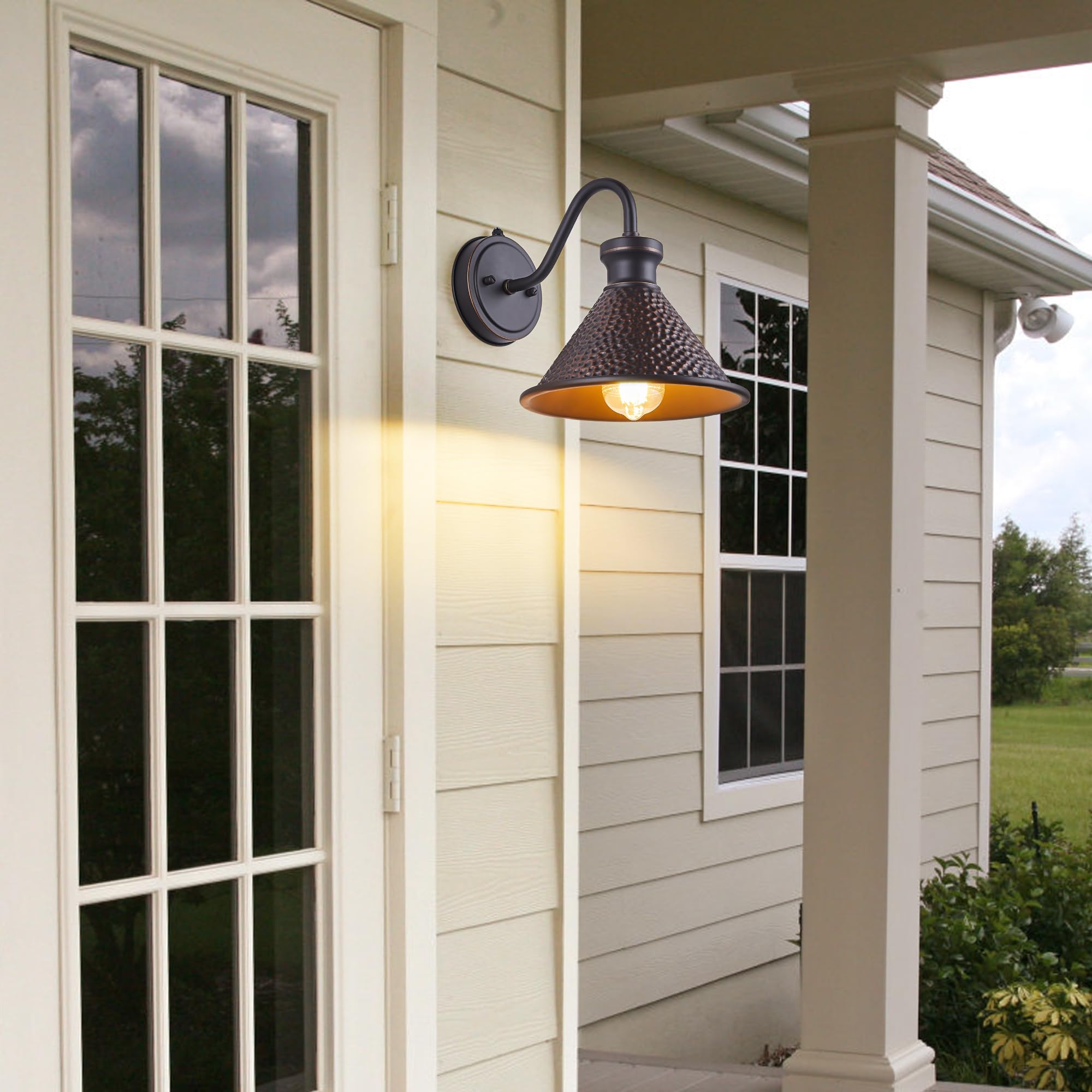 Tarentlight Outdoor Gooseneck Wall Sconce, 1-Light E26, Oil Rubbed Bronze, Aluminum, Dark Sky, Anti-Rust, Waterproof, Model W2412DTD-ORB