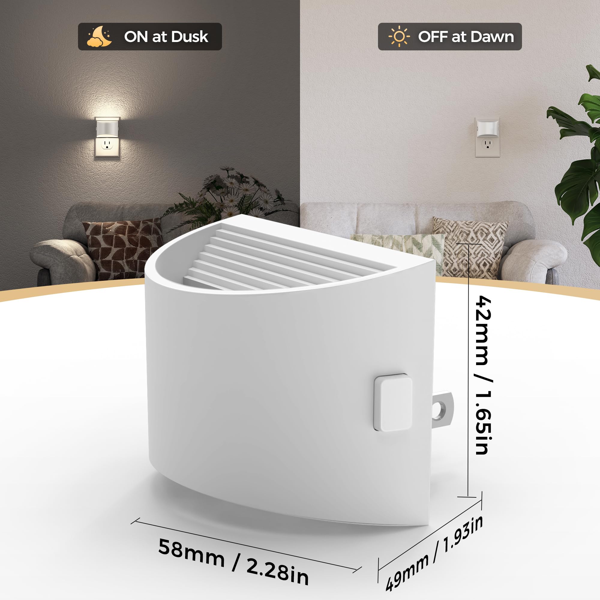 Doresshop Led Night Light[2 Pack]  Night Lights Plug Into Wall  3 Level Brightness Adjustable Plug In Night Light  Dusk To Dawn Sensor Nightlights For mature-themeds Bedroom Bathroom Hallway 5000K White Cover