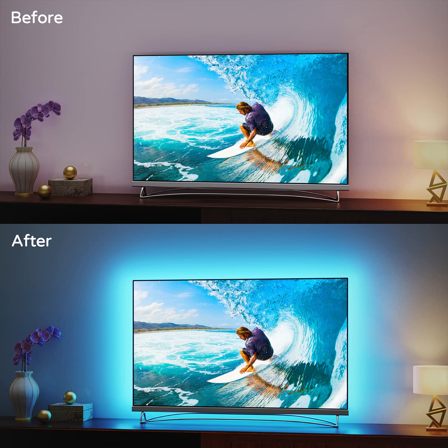 Hamlite Rgb Led Backlight For 85-95 Inch Tvs, Multicolor, Usb Powered, Easy-Bending Design For Home Theater & Gaming Decor