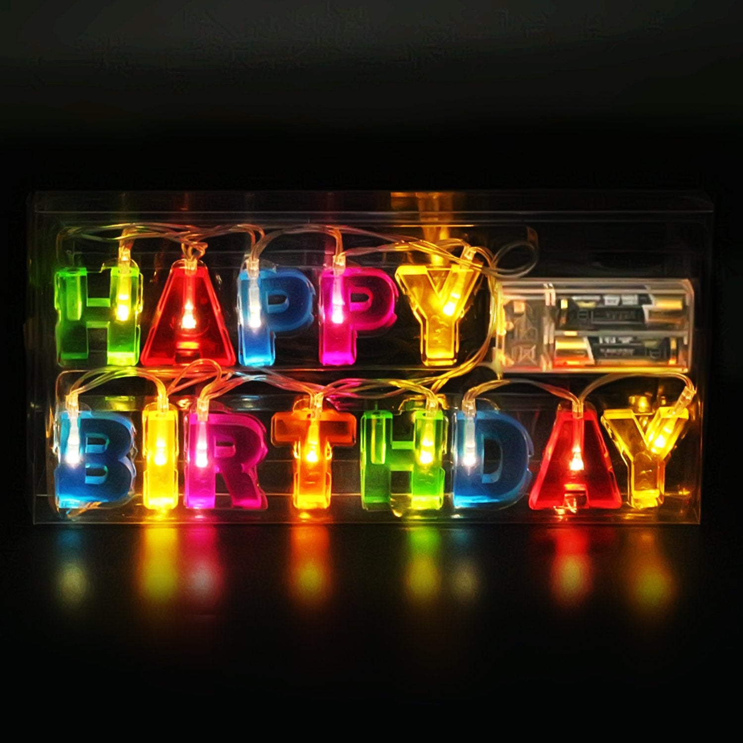 Novelty Place Happy Birthday LED String Lights, Multicolor, 1.2" Letters, 3' Long, Decorative Hanging Lights for Birthday Parties