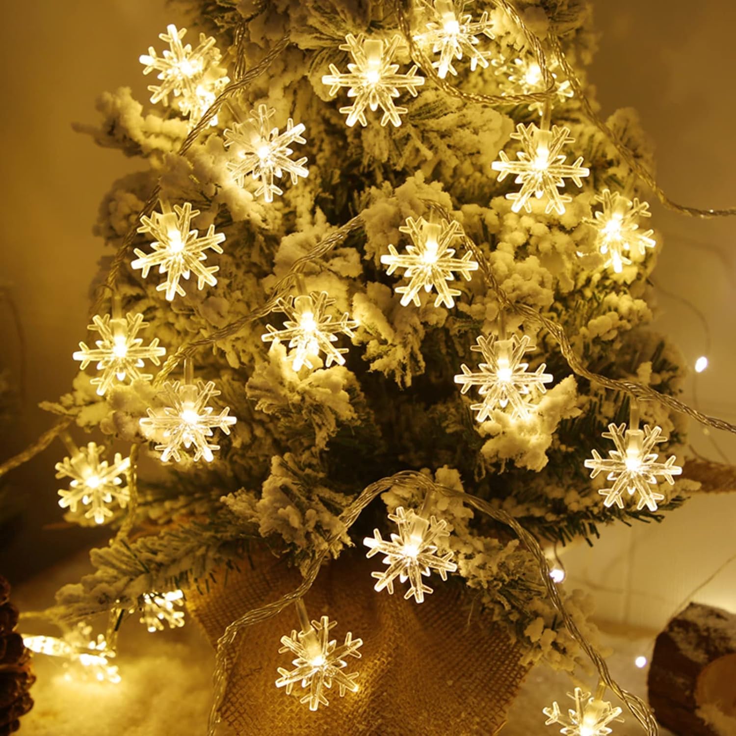 PESCA Snow Flake String Lights for Indoor Outdoor Decoration Diwali Light for Party Birthday Diwali Christmas Navratri Valentine
