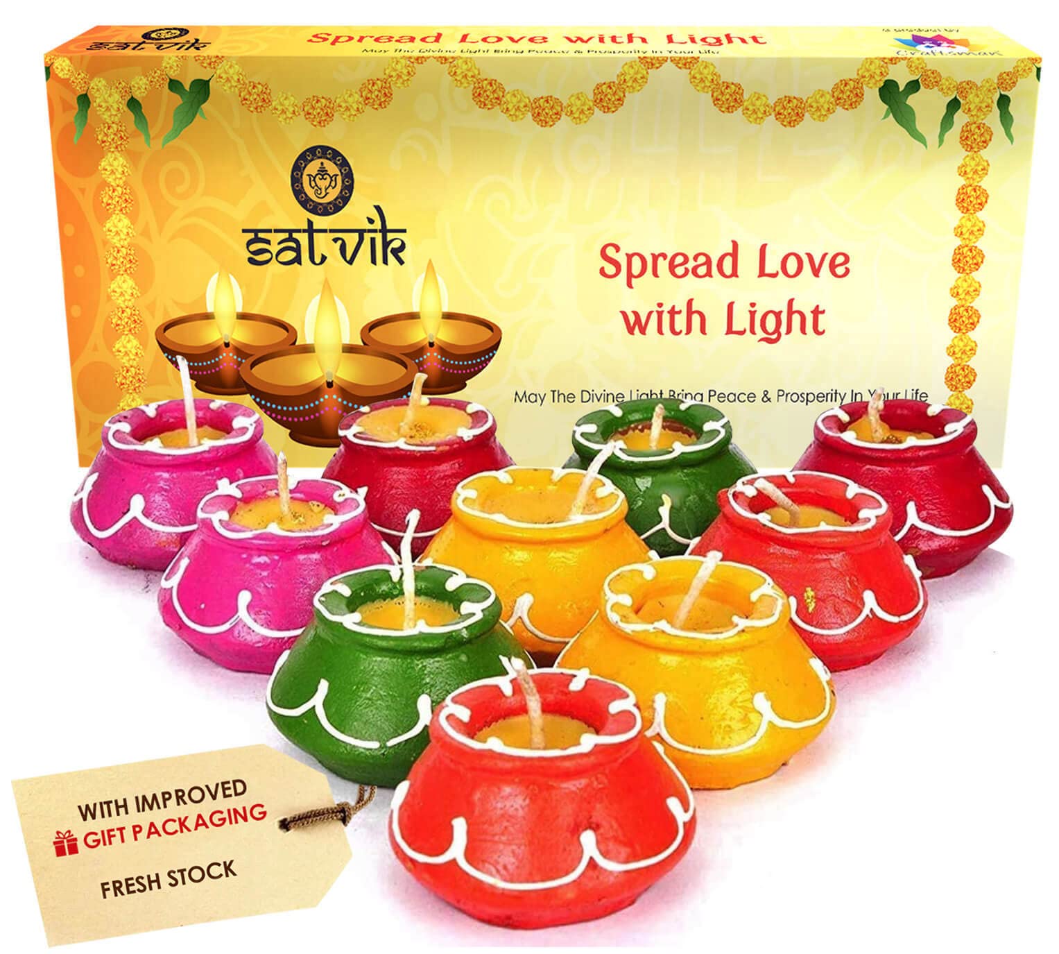 SATVIK 10 Pc Set Matki Clay Diya Diwali Wax Filled Dia for Puja Pooja Traditional Handmade Terracotta Earthen Vilakku Oil Lamp D