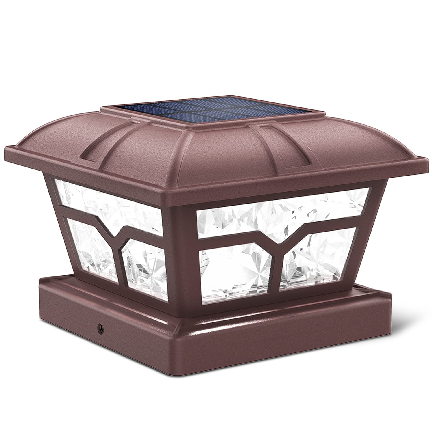 SIEDiNLAR Solar Post Cap Lights Outdoor 2 Color Modes 8 LEDs for 4x4 5x5 6x6 Posts Fence Deck Patio Decoration Warm White & Cool