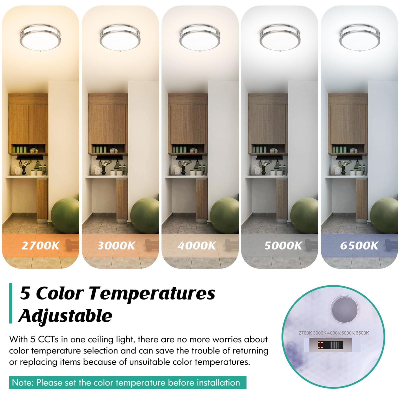 Brightever Led Ceiling Light Fixture, 30W 4000Lm Modern Flush Mount Ceiling Lamps Dimmable, 2700K-6500K Adjusted 10 Inch Super B