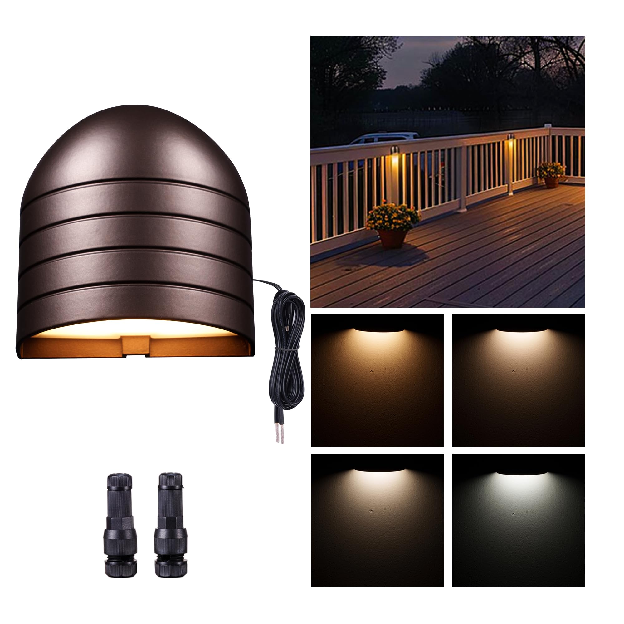 Varmtalys Low Voltage Deck Light - 12V LED Step Light Outdoor, 2700K/3000K/3500K/4000K/5000K Adjustable, IP65 Waterproof Hardwir