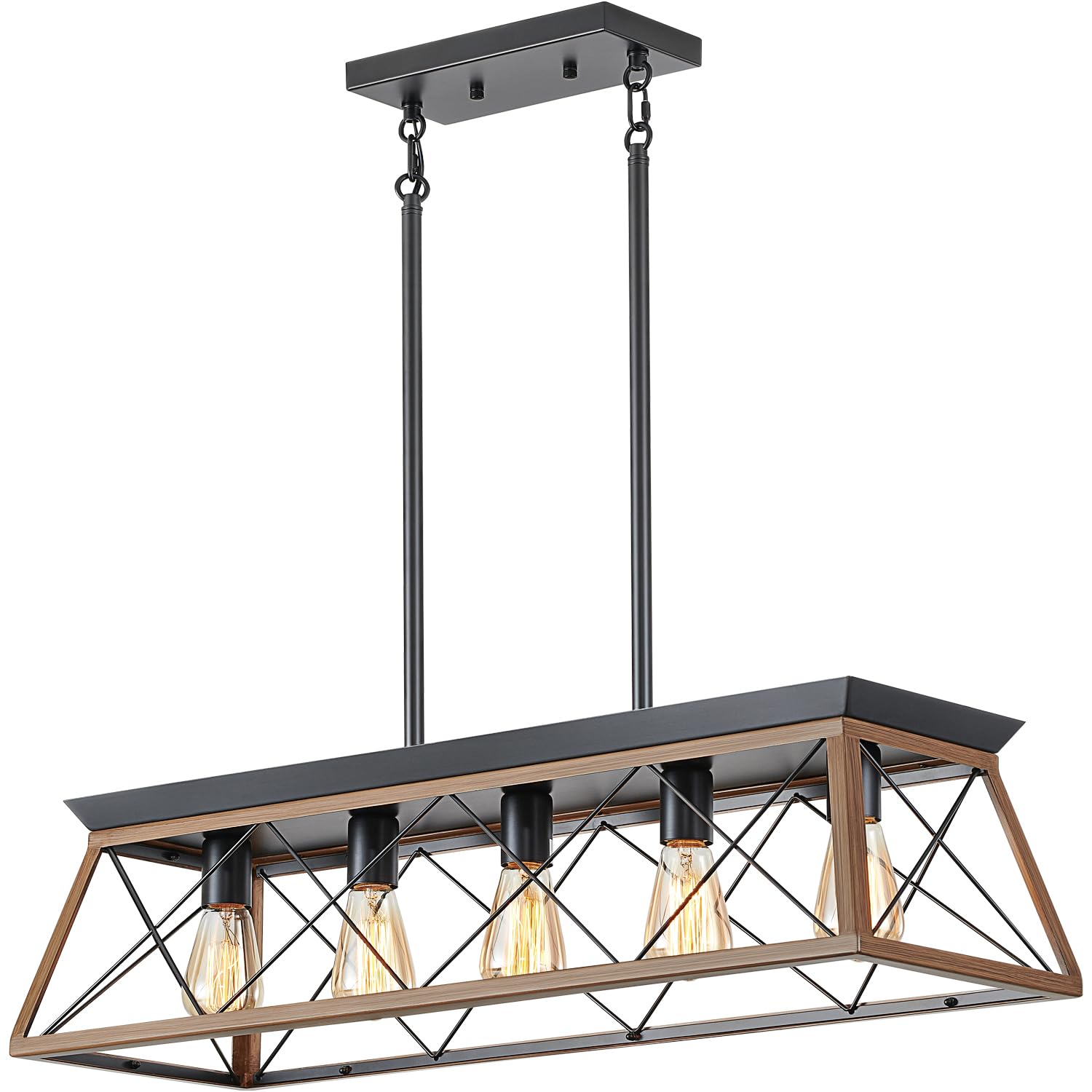 HuixuTe 5-Light Dining Room Chandelier Over Table, Farmhouse Kitchen Island Lighting, Adjustable Height Chandeliers for Kitchen,