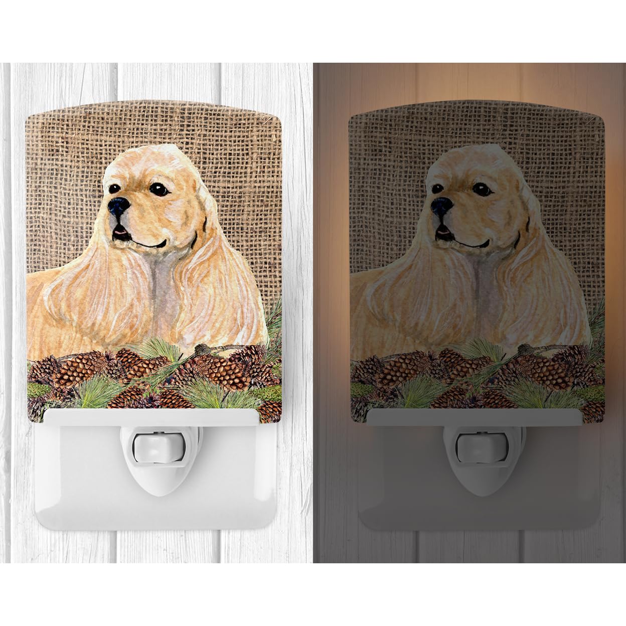 Carolines Treasures Ceramic Night Light, Cocker Spaniel, 6x4x3in, Model SS4060CNL, Ideal for Bedroom, Bathroom, Nursery, Multicolor