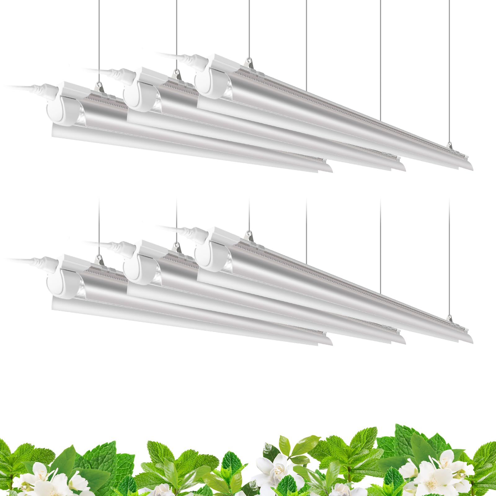 Barrina Plant Grow Light, 4Ft 5000K Full Spectrum White, 252W(6 X 42W), T8 Led Grow Light, Growing Lamp Fixture, Plant Light For