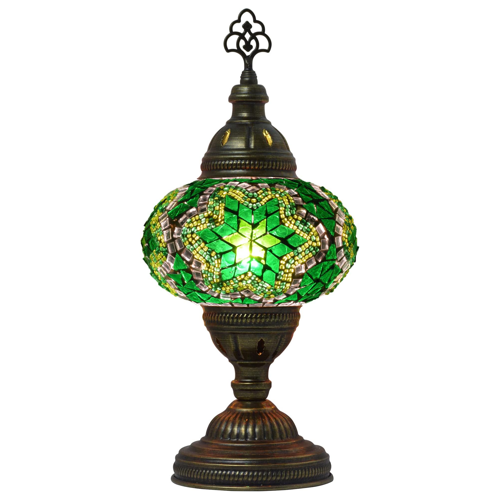 Mozaist Turkish Mosaic Table Lamp - Antique Moroccan Decorative Glass Bohemian Vintage Shade, Small Desk Tiffany Bedside Stained